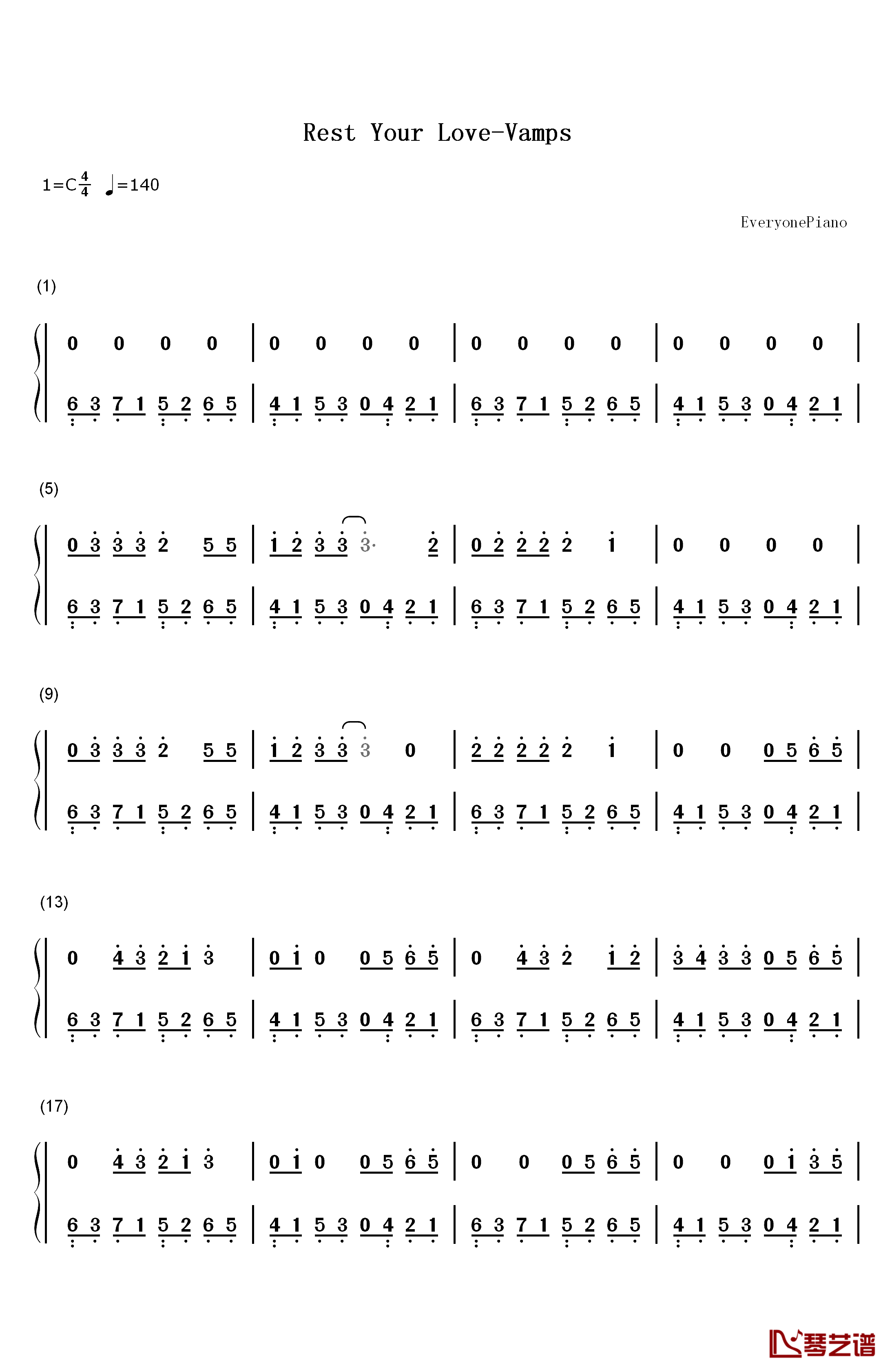 Rest Your Love钢琴简谱-数字双手-The Vamps1