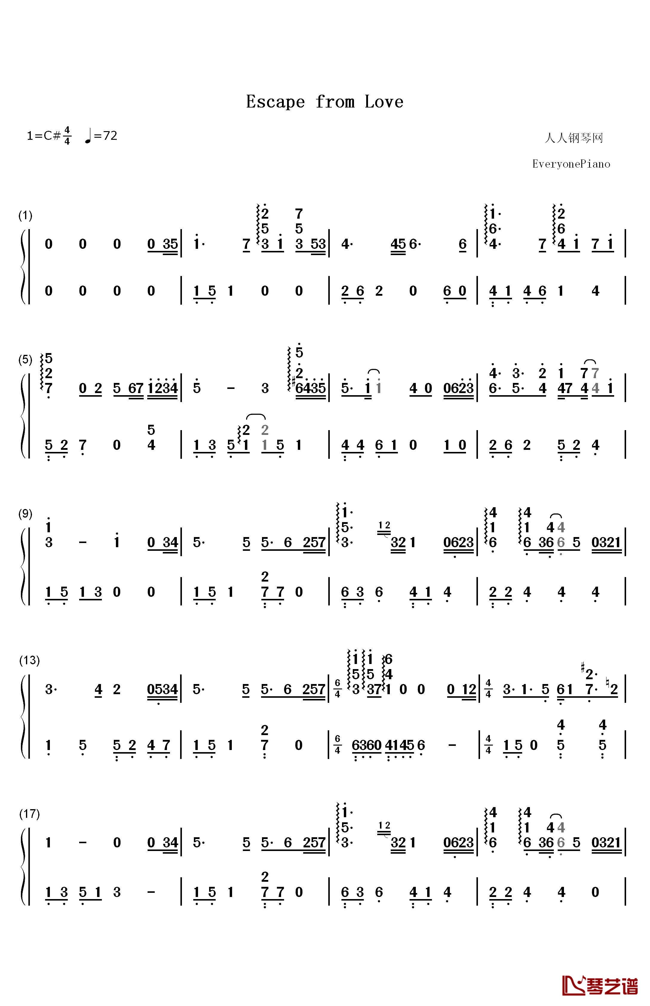 Escape from Love钢琴简谱-数字双手-Andemund Orchestra1