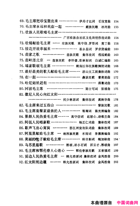 毛泽东之歌-红太阳歌曲集000-050简谱1