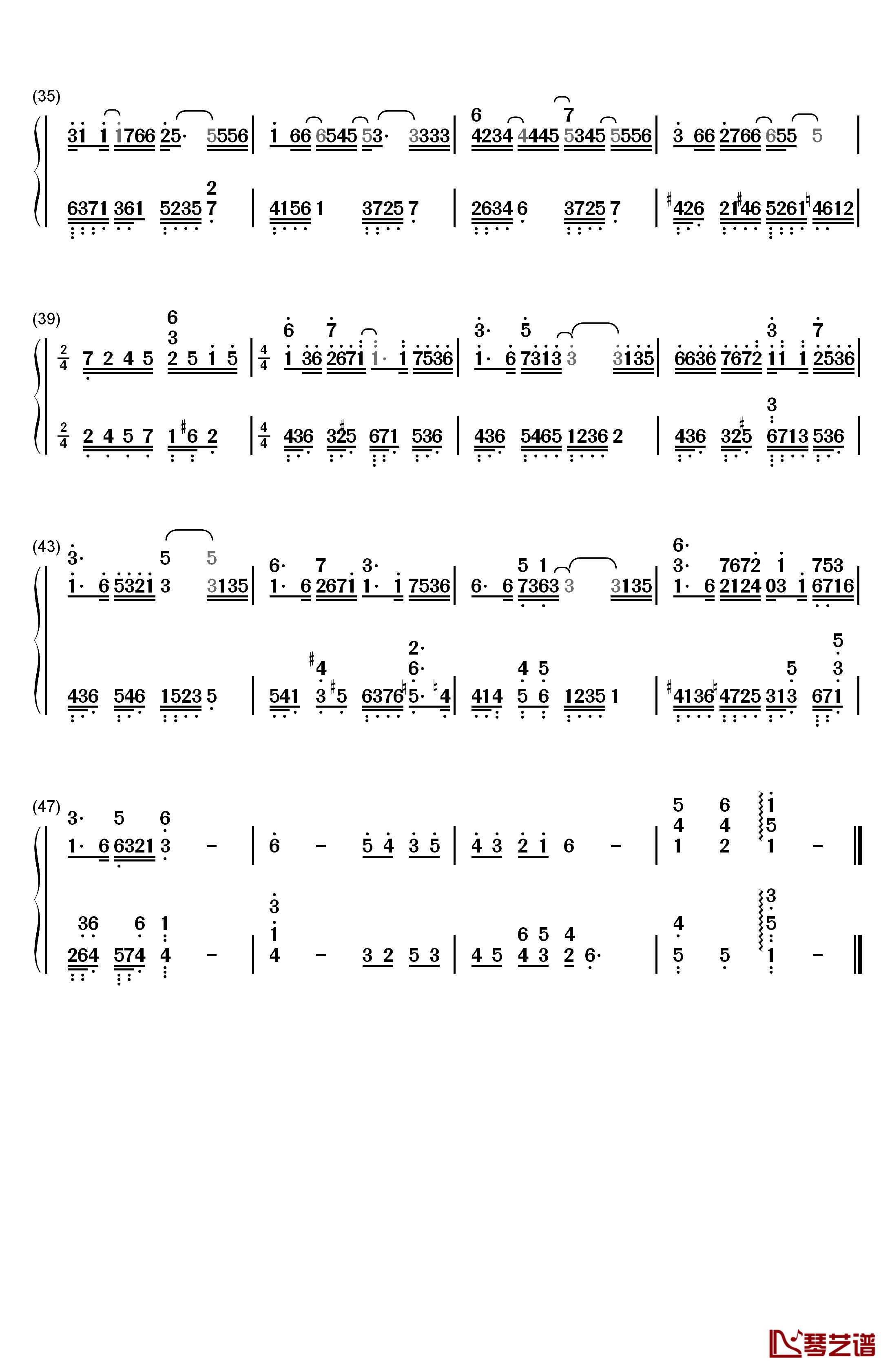 夜空的彼岸钢琴简谱-数字双手-加羽沢美浓3