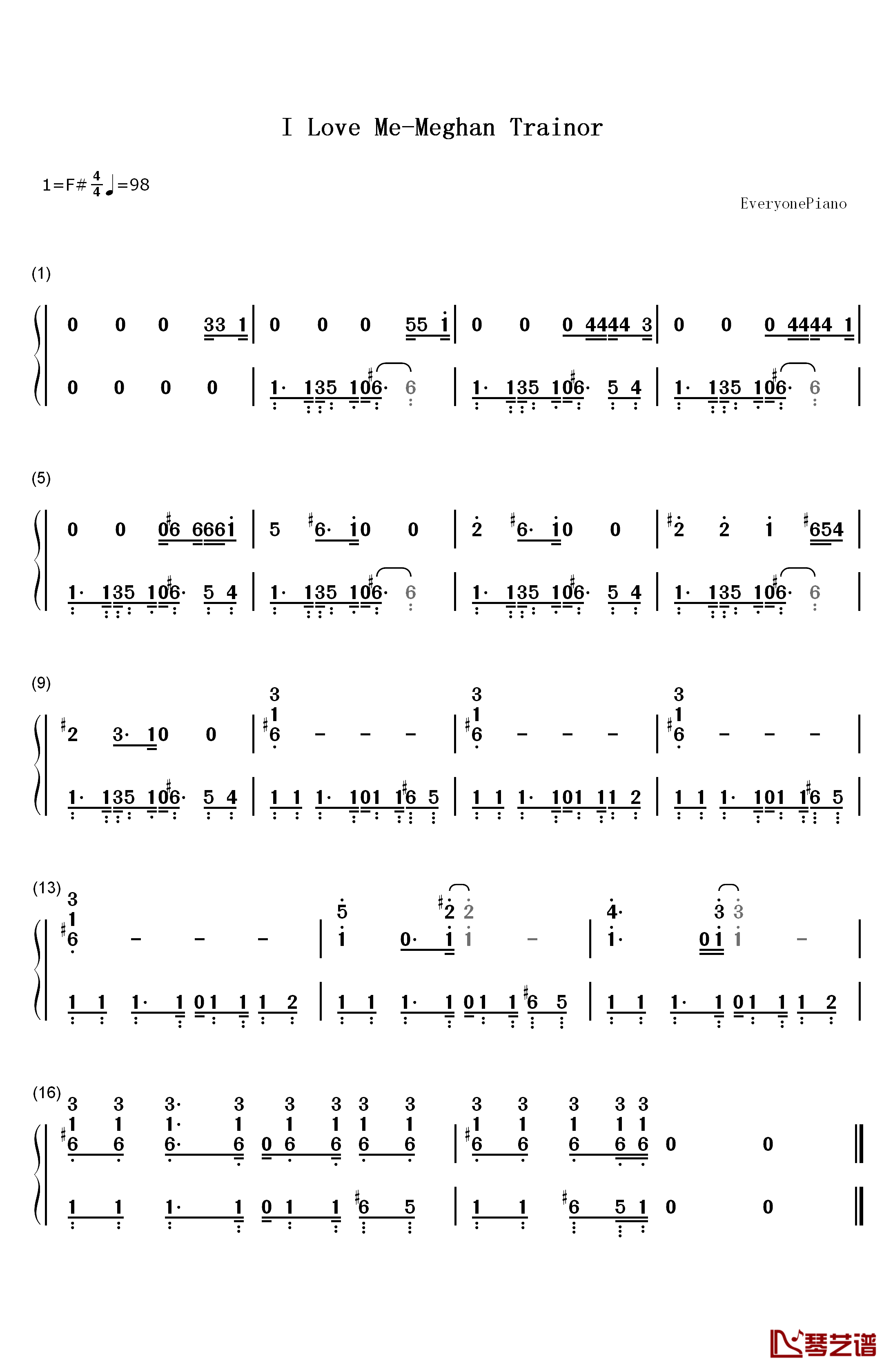 I Love Me钢琴简谱-数字双手-Meghan Trainor1