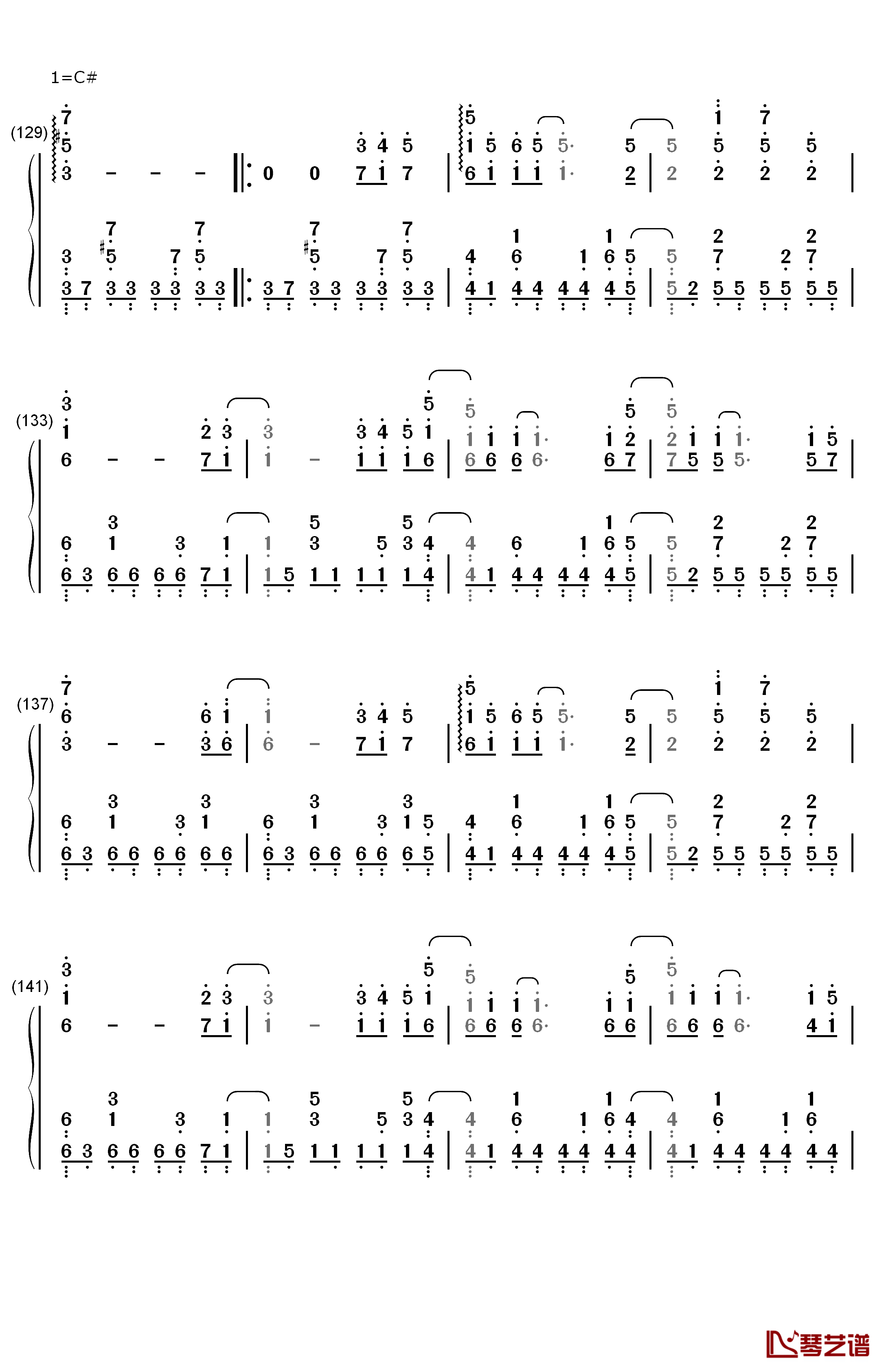 绯色之空钢琴简谱-数字双手-川田麻美8