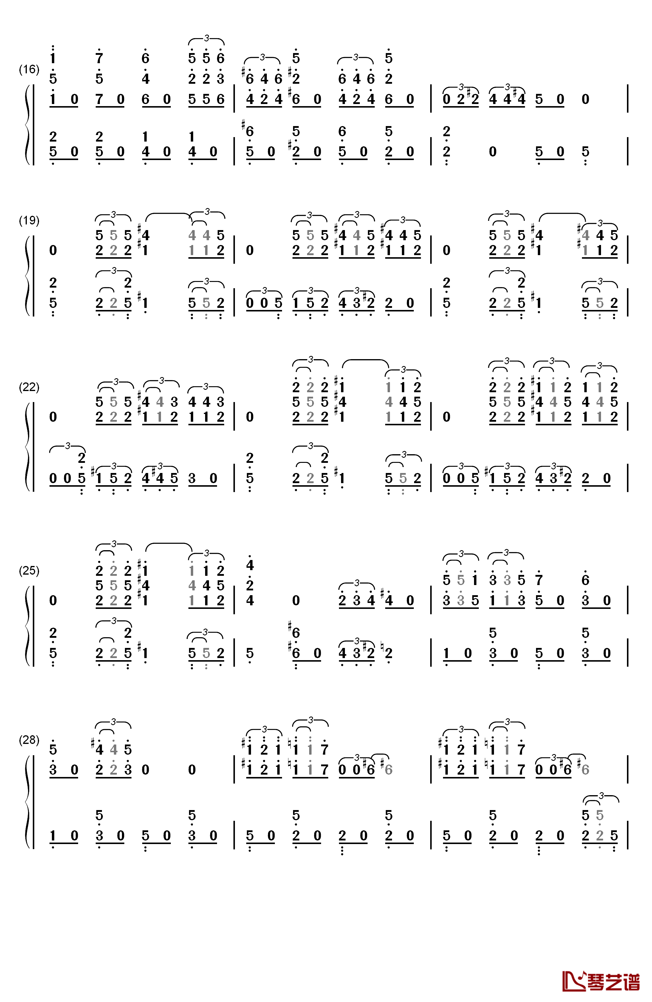 やってみよう钢琴简谱-数字双手-川田瑠夏2