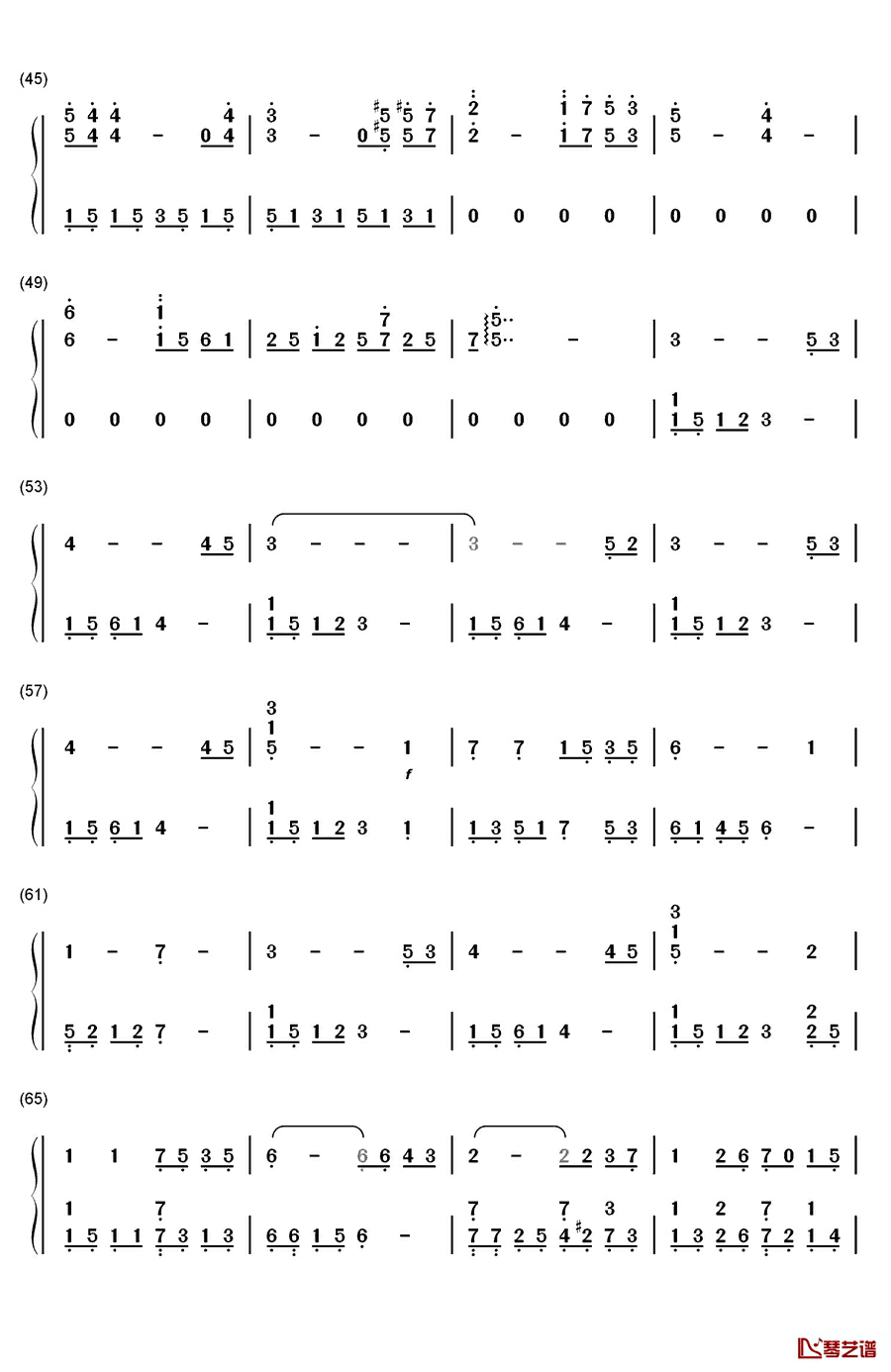 木漏れ日钢琴简谱-数字双手-riya3