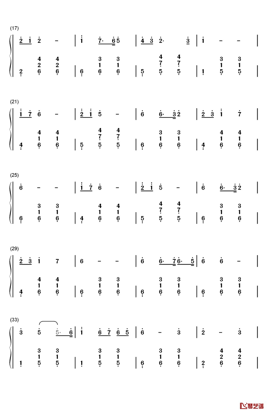 松花江上钢琴简谱-数字双手-张寒晖2