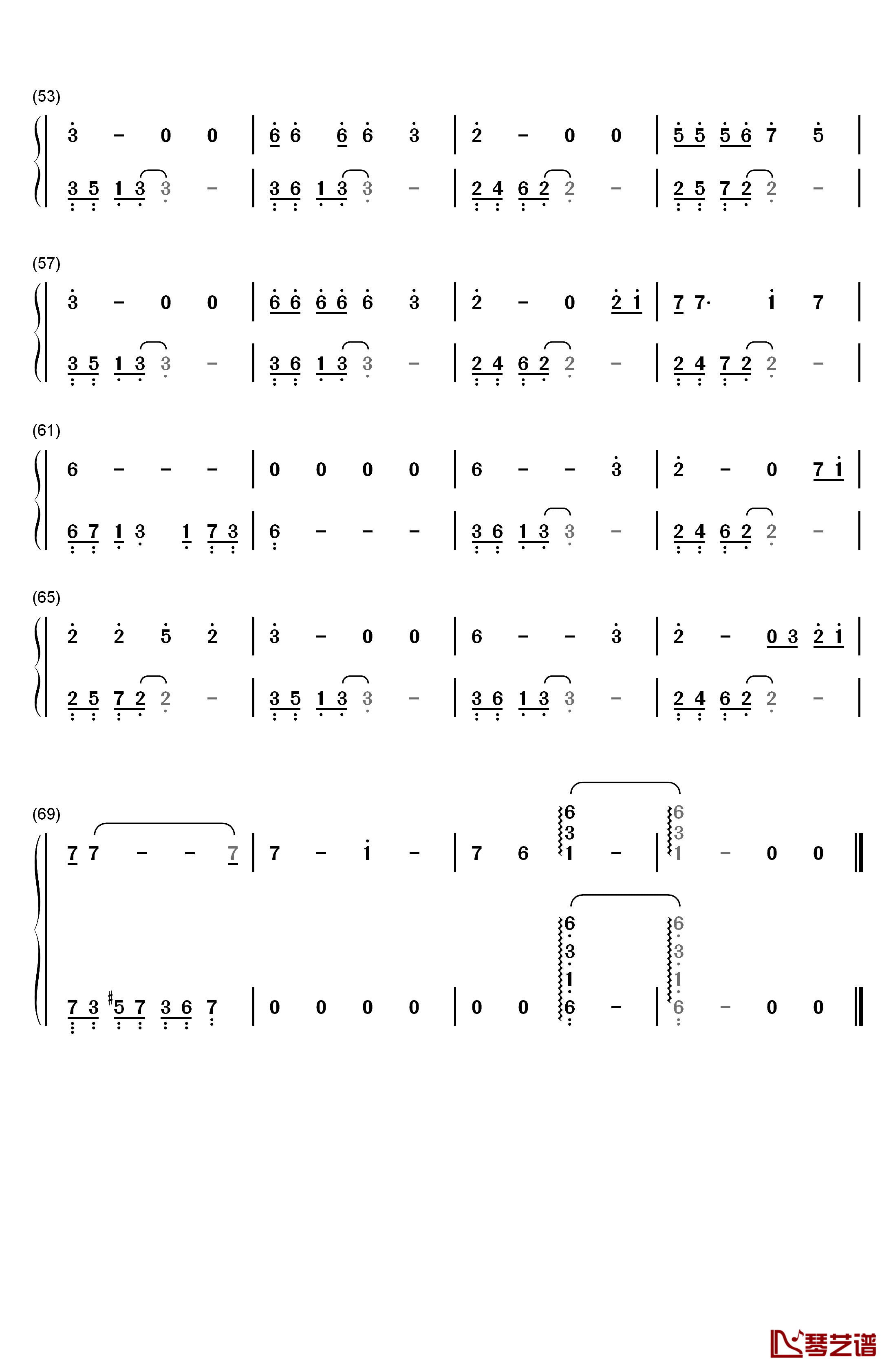 一万个舍不得钢琴简谱-数字双手-庄心妍3