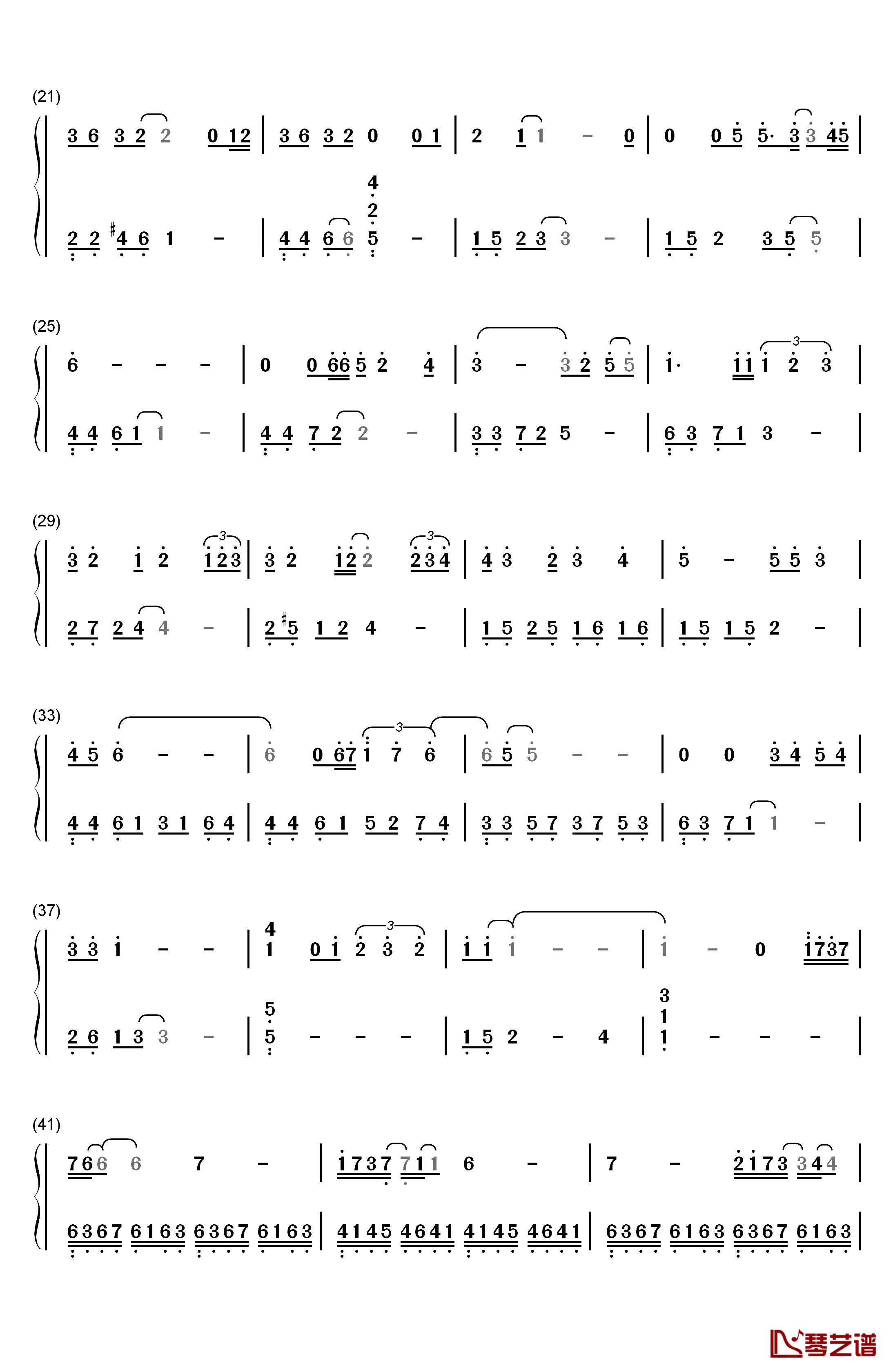 我们钢琴简谱-数字双手-陈奕迅2