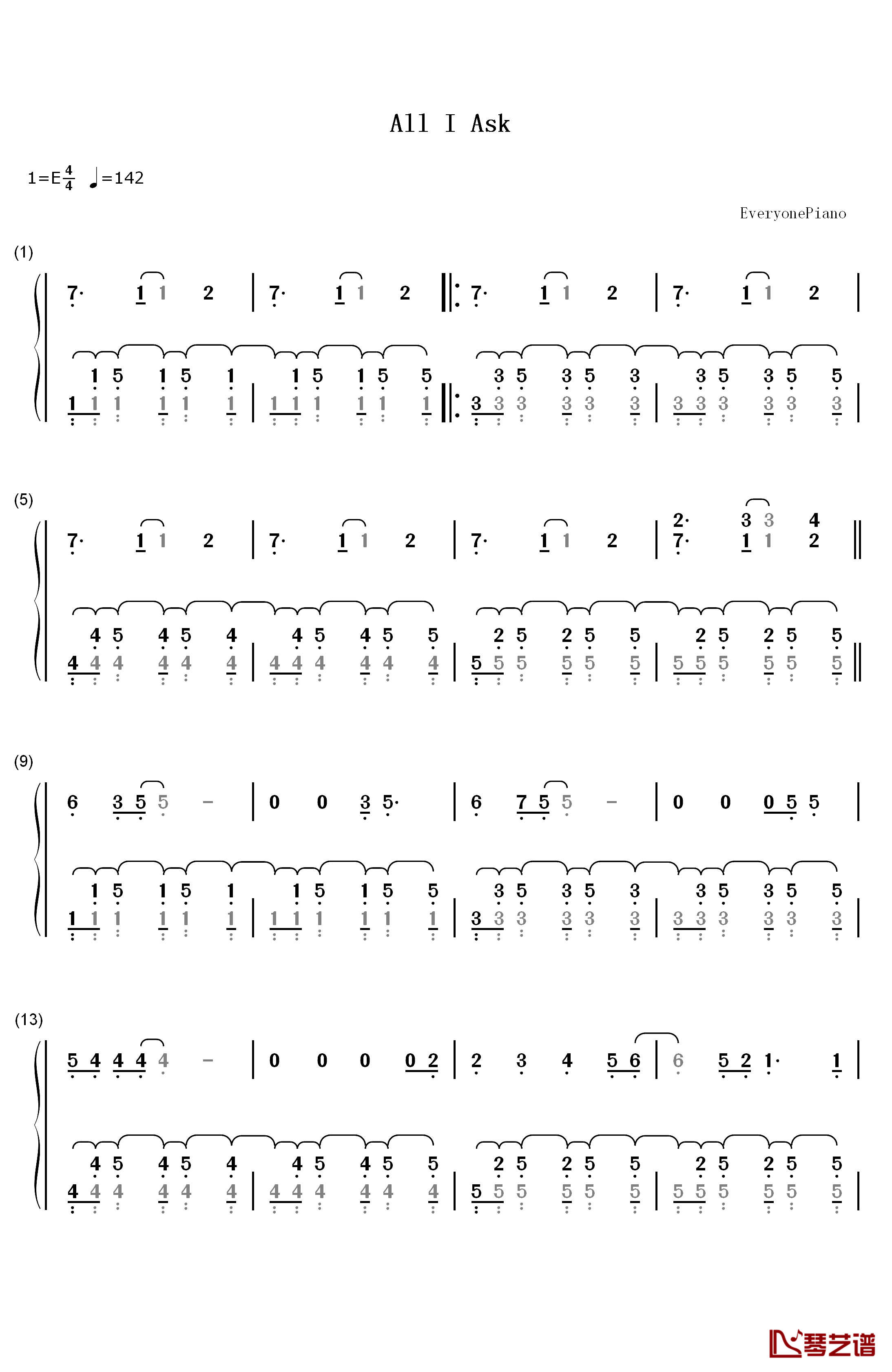 All I Ask钢琴简谱-数字双手-Adele1