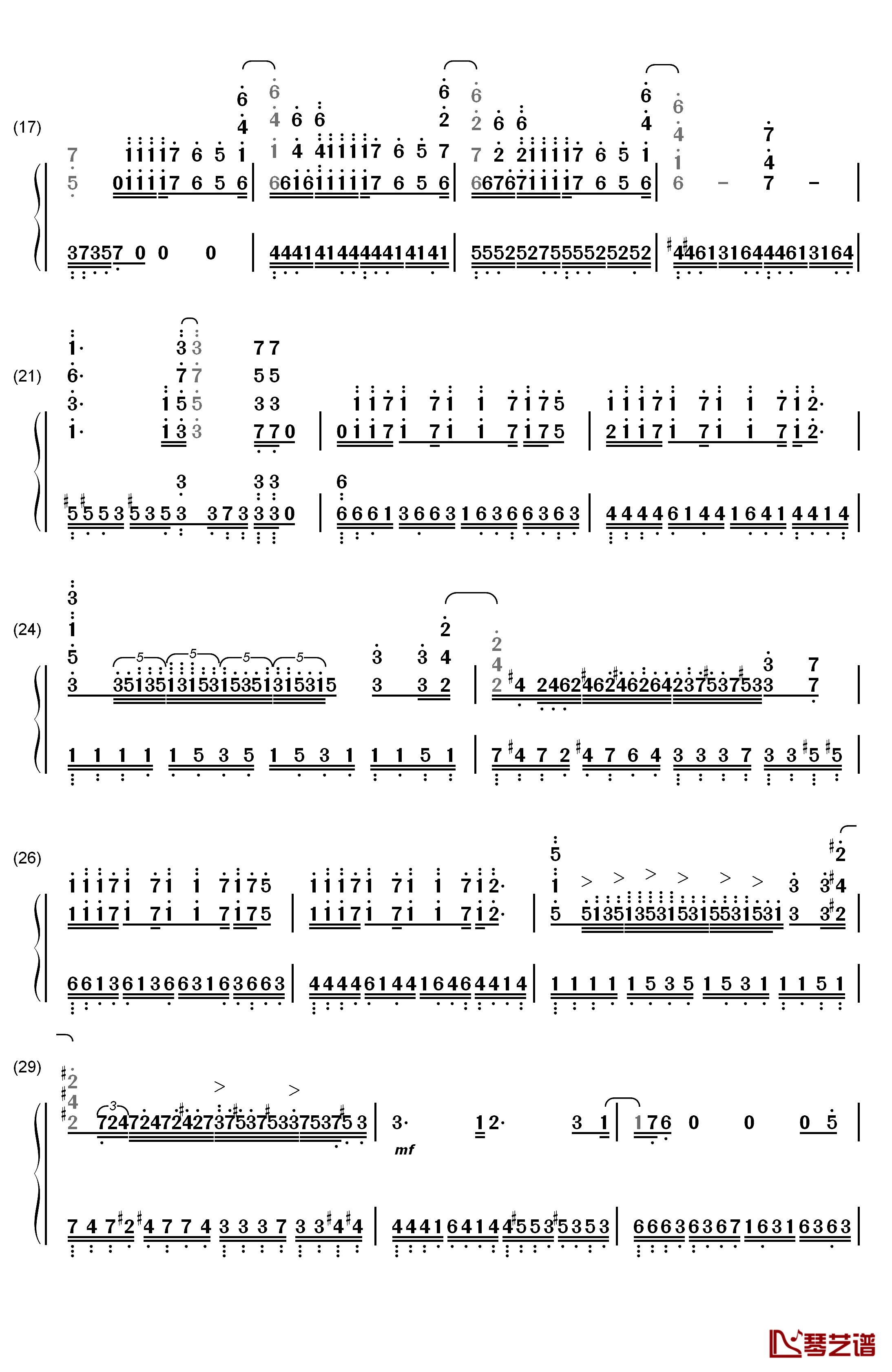 Fallen钢琴简谱-数字双手-EGOIST2