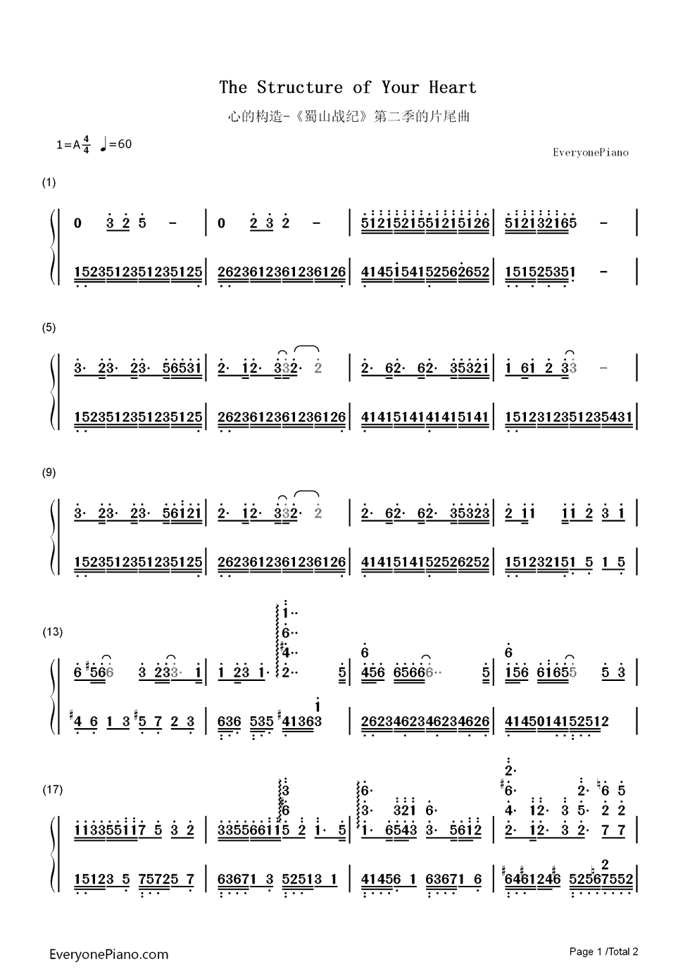 心的构造钢琴简谱-数字双手-曾咏欣1