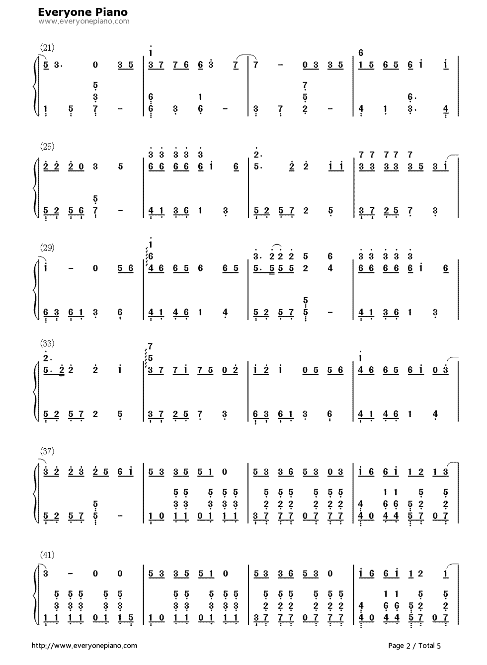 没有什么不同钢琴简谱-数字双手-曲婉婷2