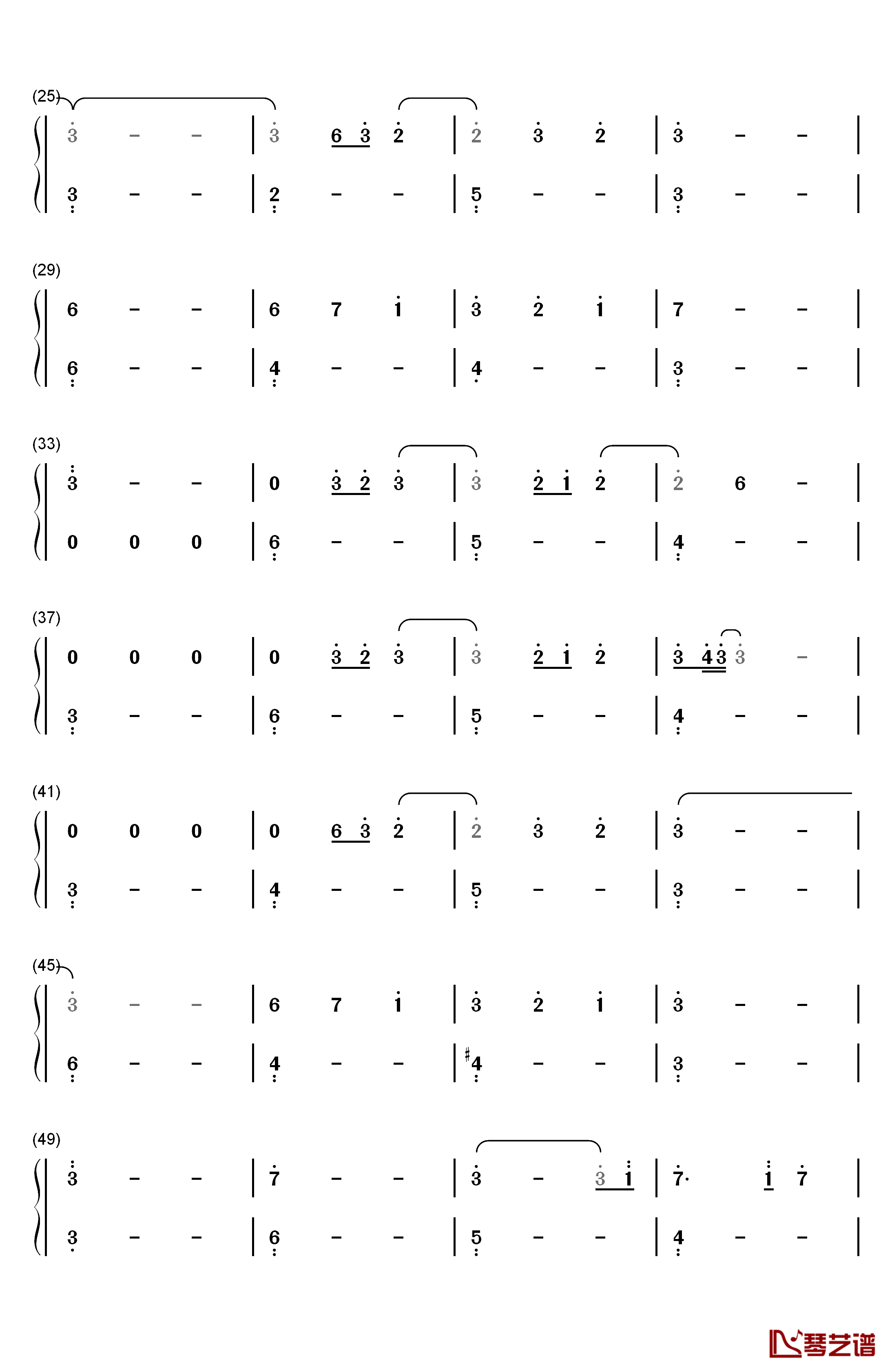 看钢琴简谱-数字双手-陆虎2