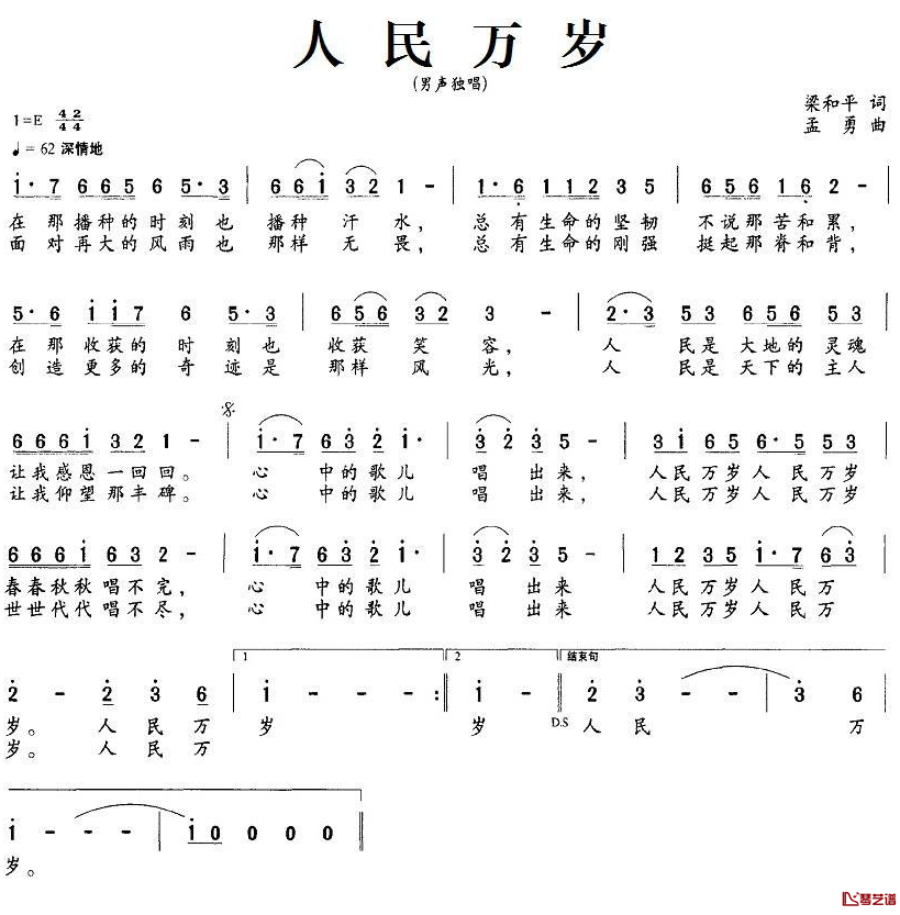 人民万岁简谱-吕继宏演唱1
