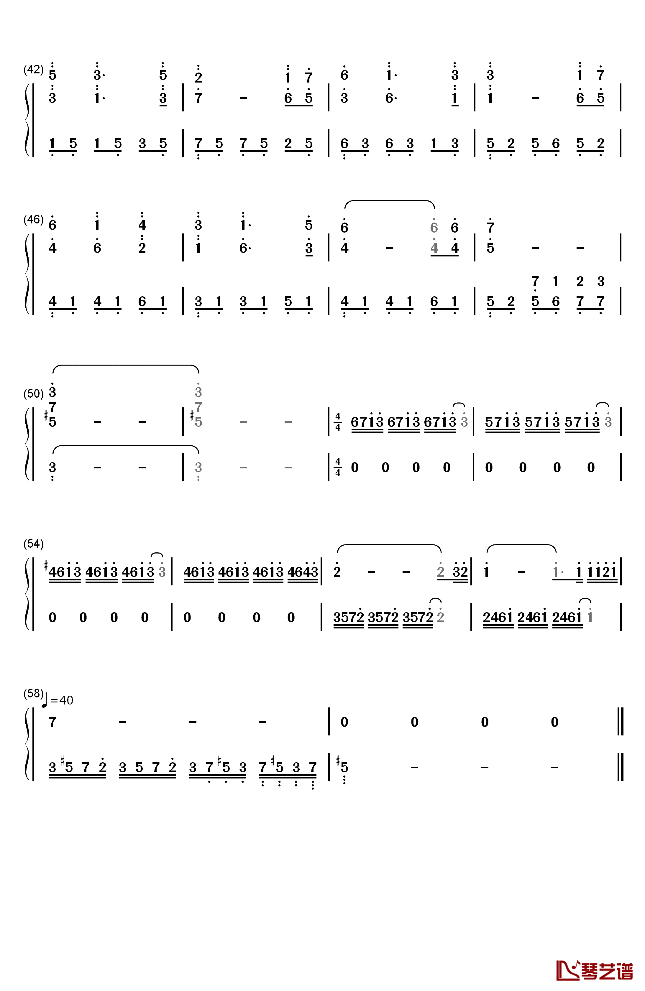 公主小妹背景音乐钢琴简谱-数字双手-张韶涵3