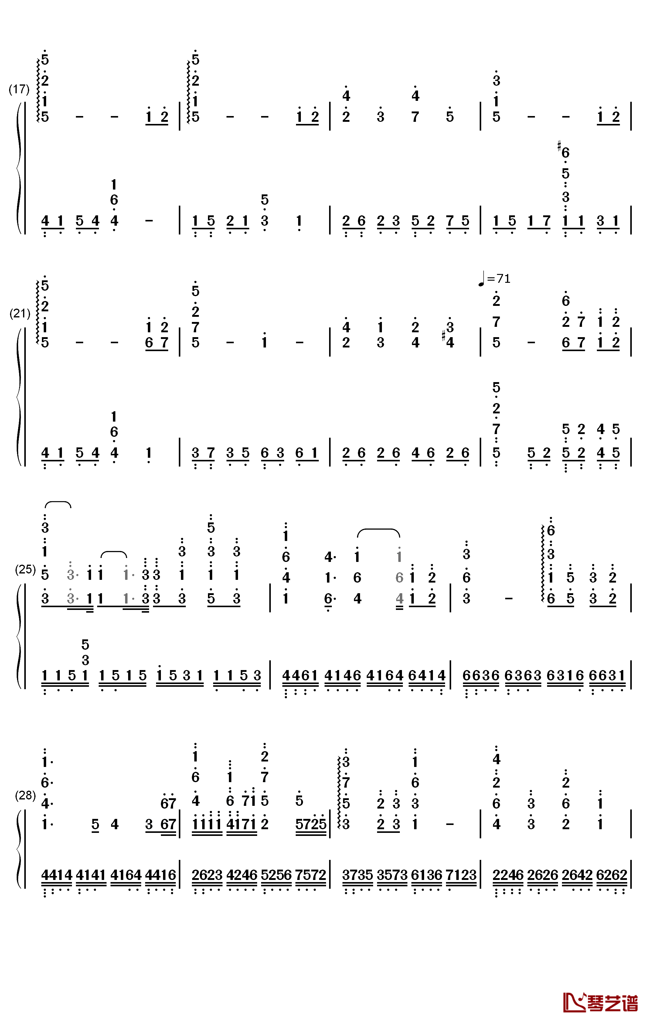 心底的颜色钢琴简谱-数字双手-Project Lights2
