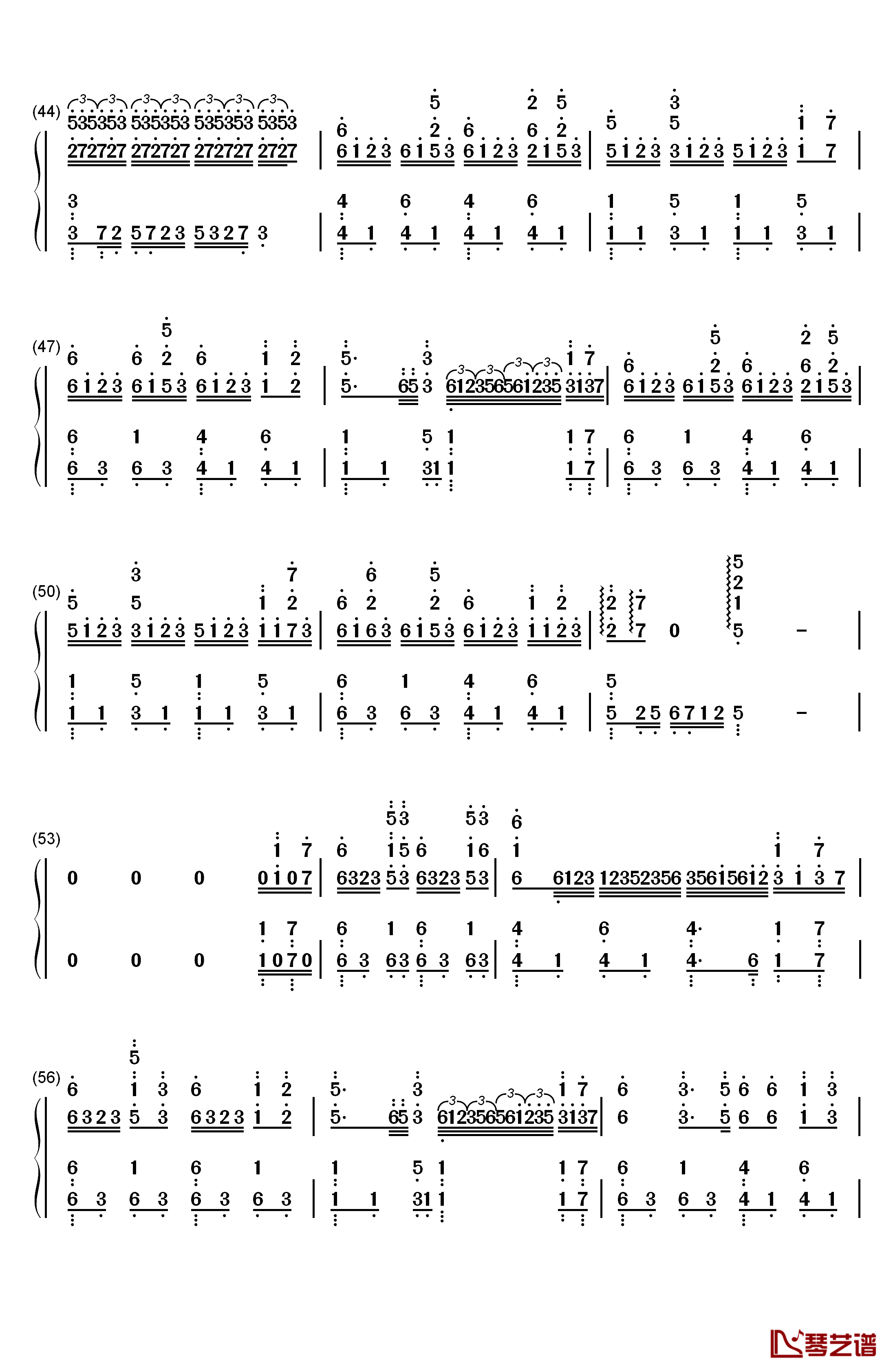 嫦娥钢琴简谱-数字双手-李玉刚4