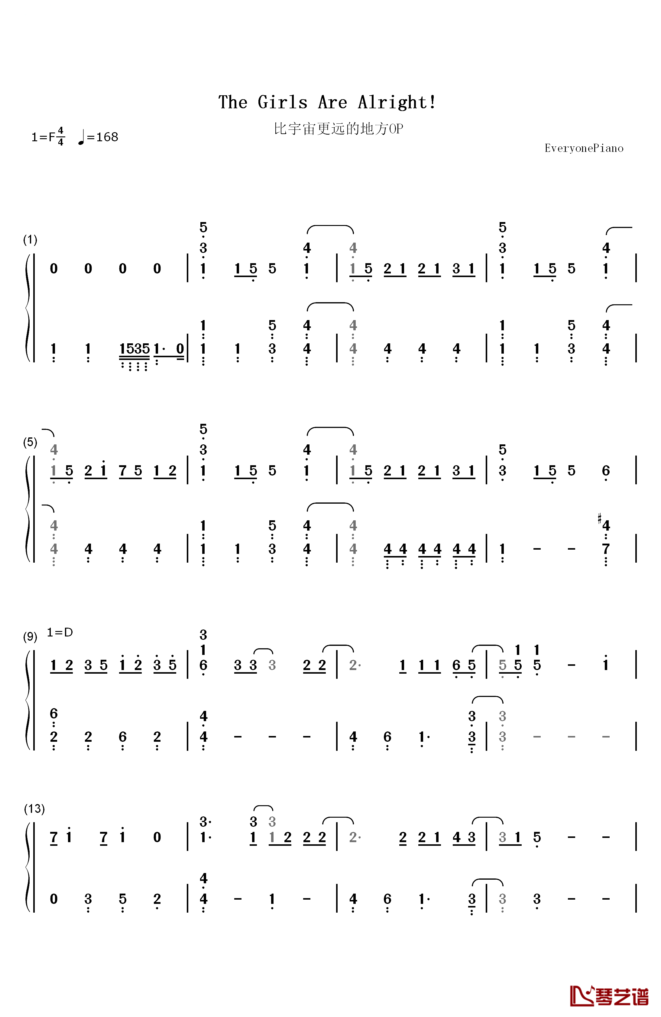 The Girls Are Alright钢琴简谱-数字双手-saya1