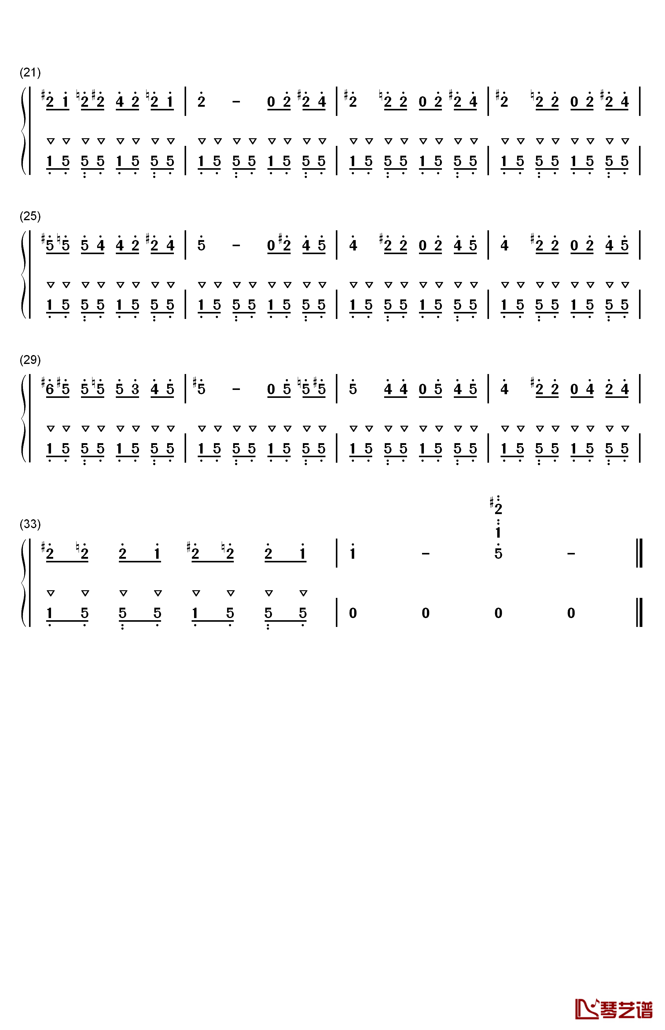 美景钢琴简谱-数字双手-周杰伦2