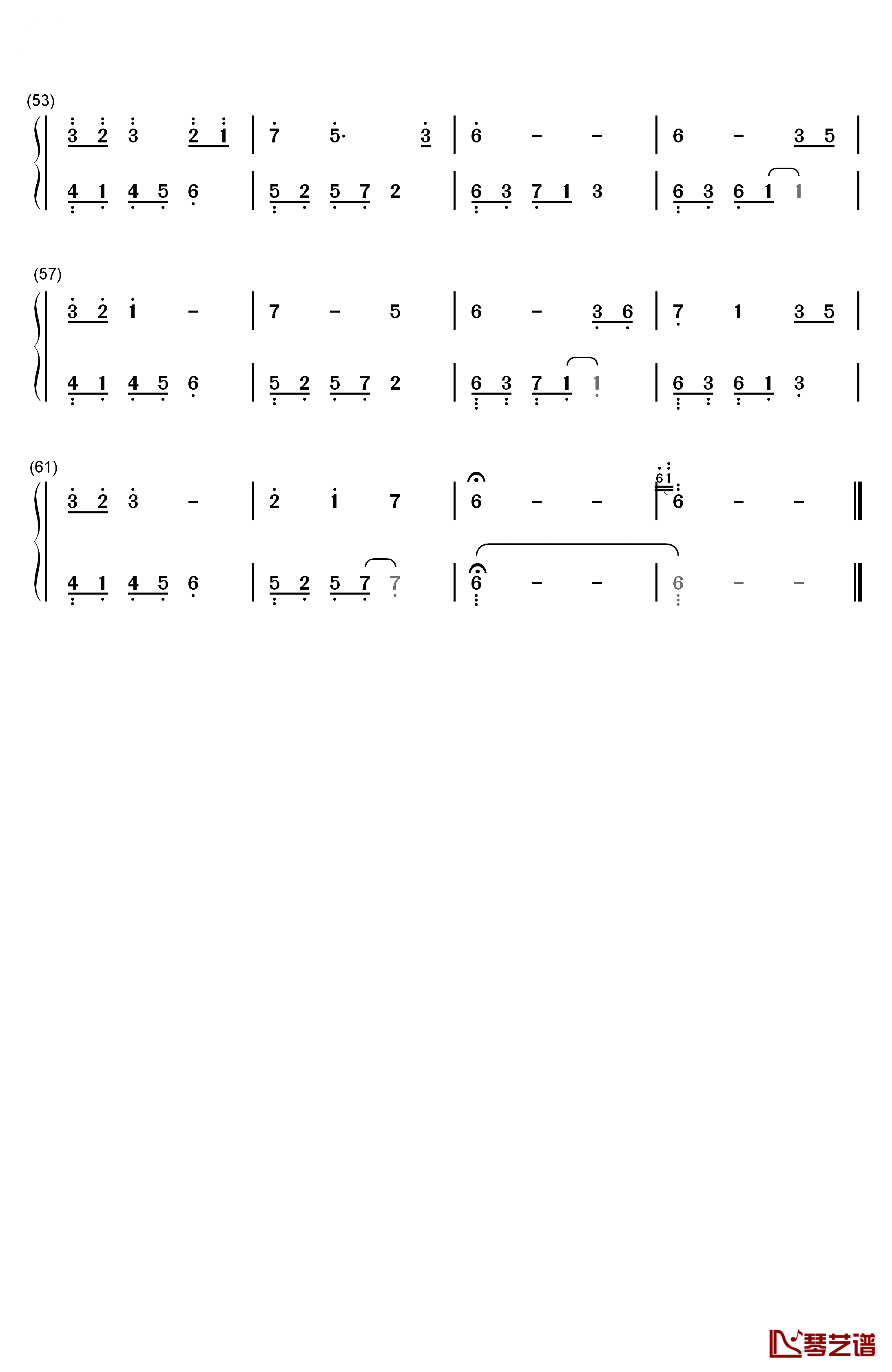 幸福时光钢琴简谱-数字双手-石进3