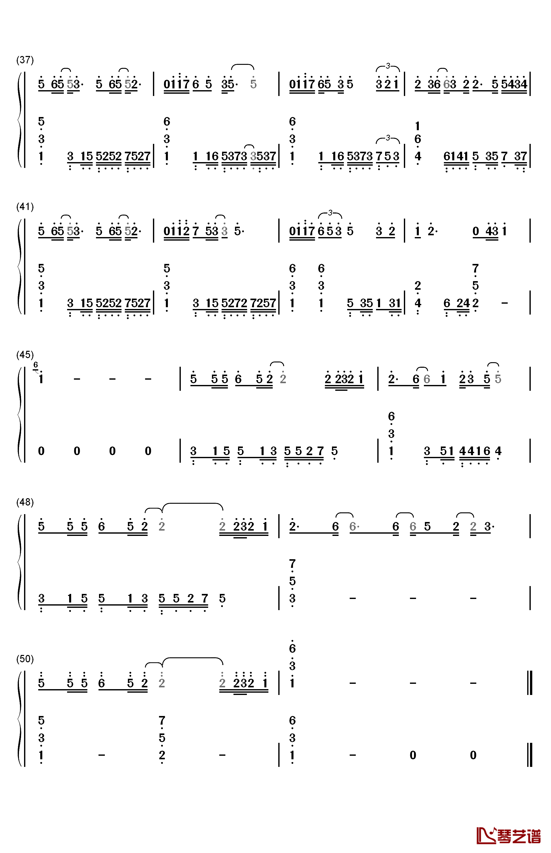 开始懂了钢琴简谱-数字双手-孙燕姿3