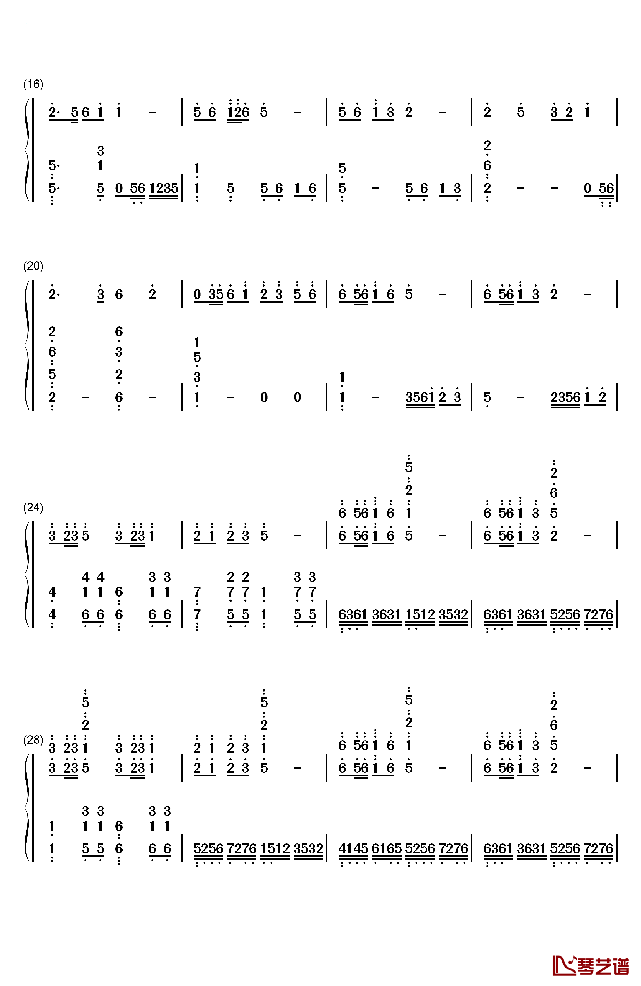 游子吟钢琴简谱-数字双手-谷建芬2