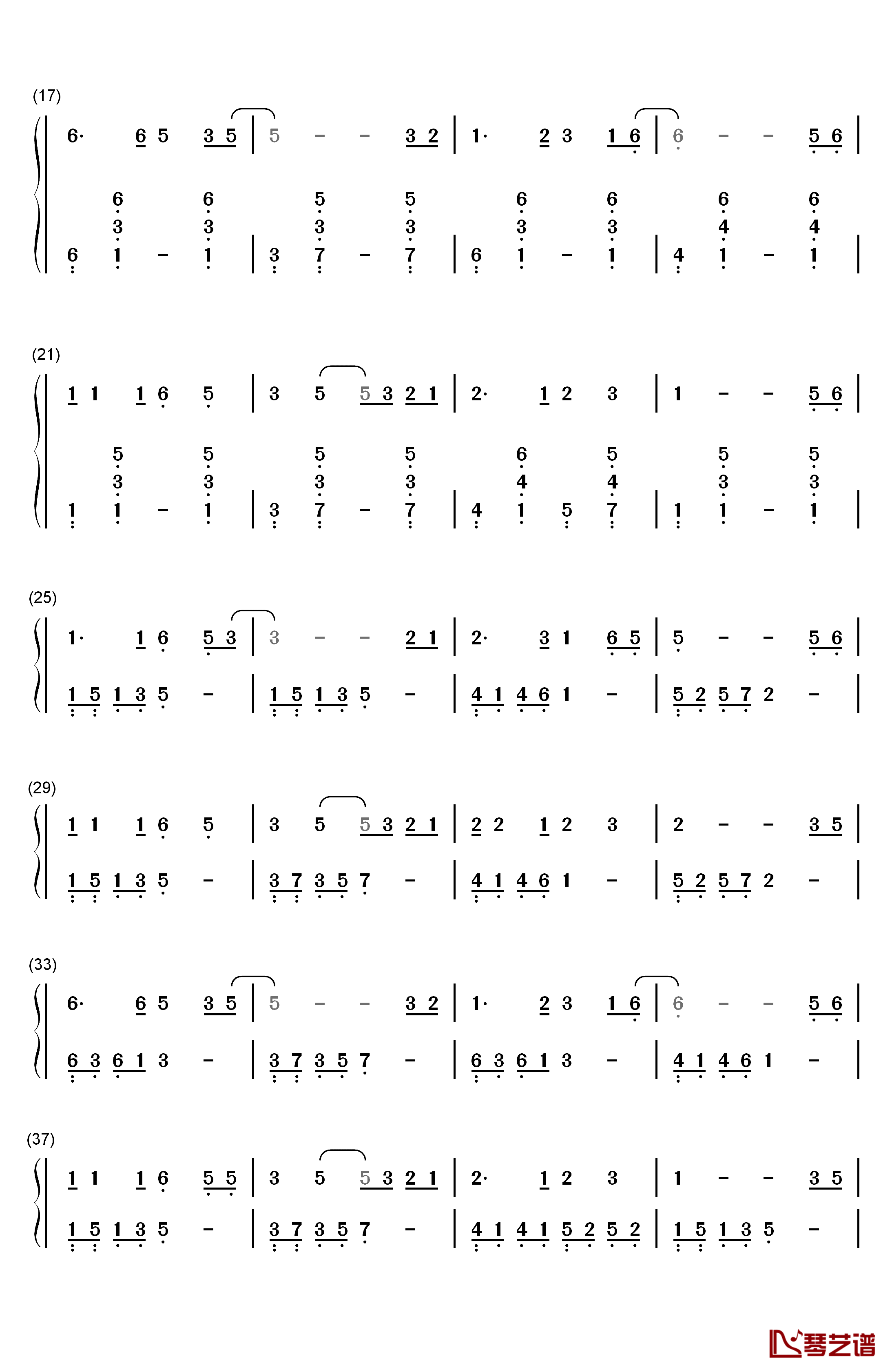 牵手钢琴简谱-数字双手-苏芮2