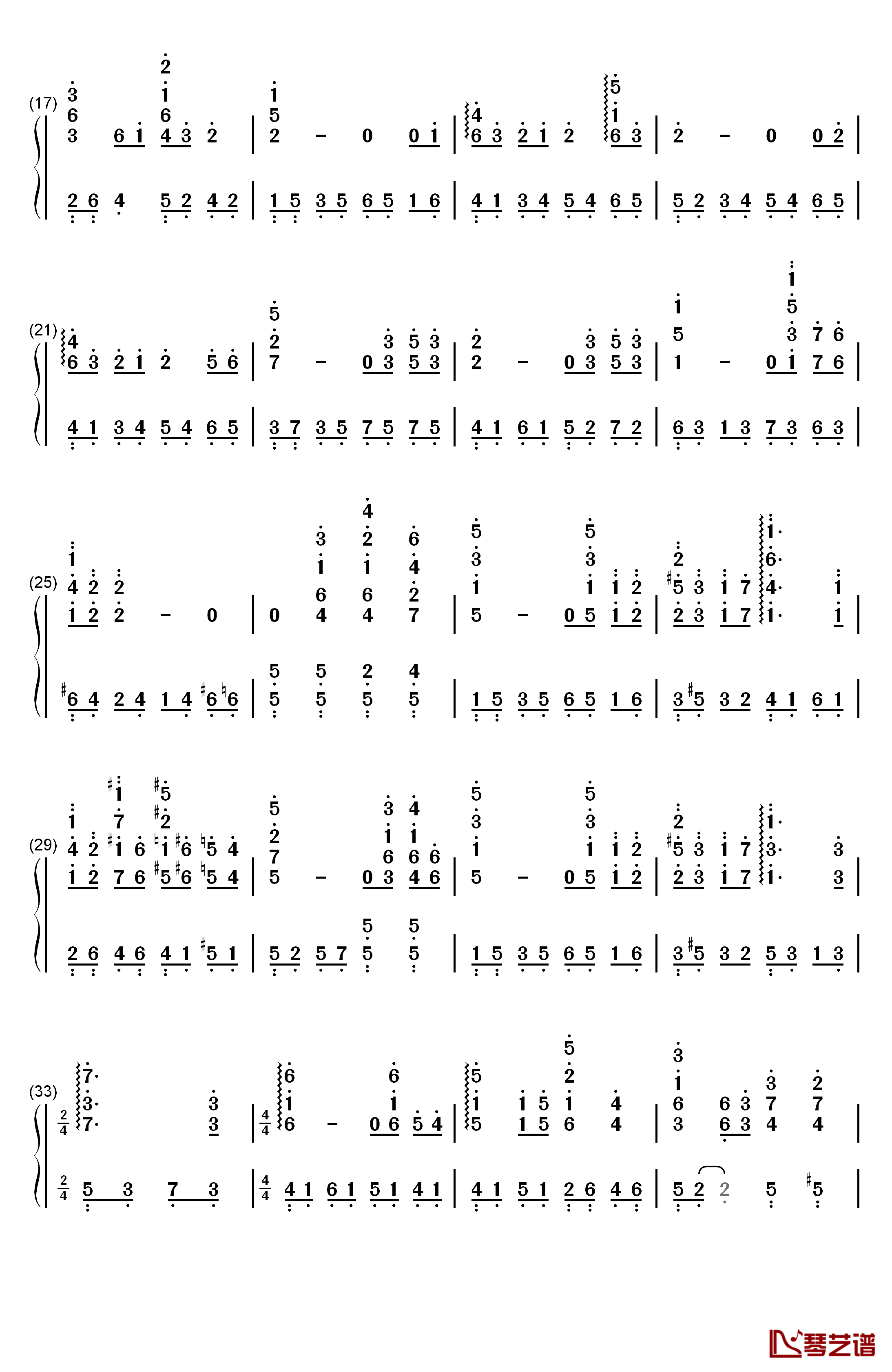 幽灵公主片尾曲钢琴简谱-数字双手-久石让  Joe Hisaishi 宫崎骏2