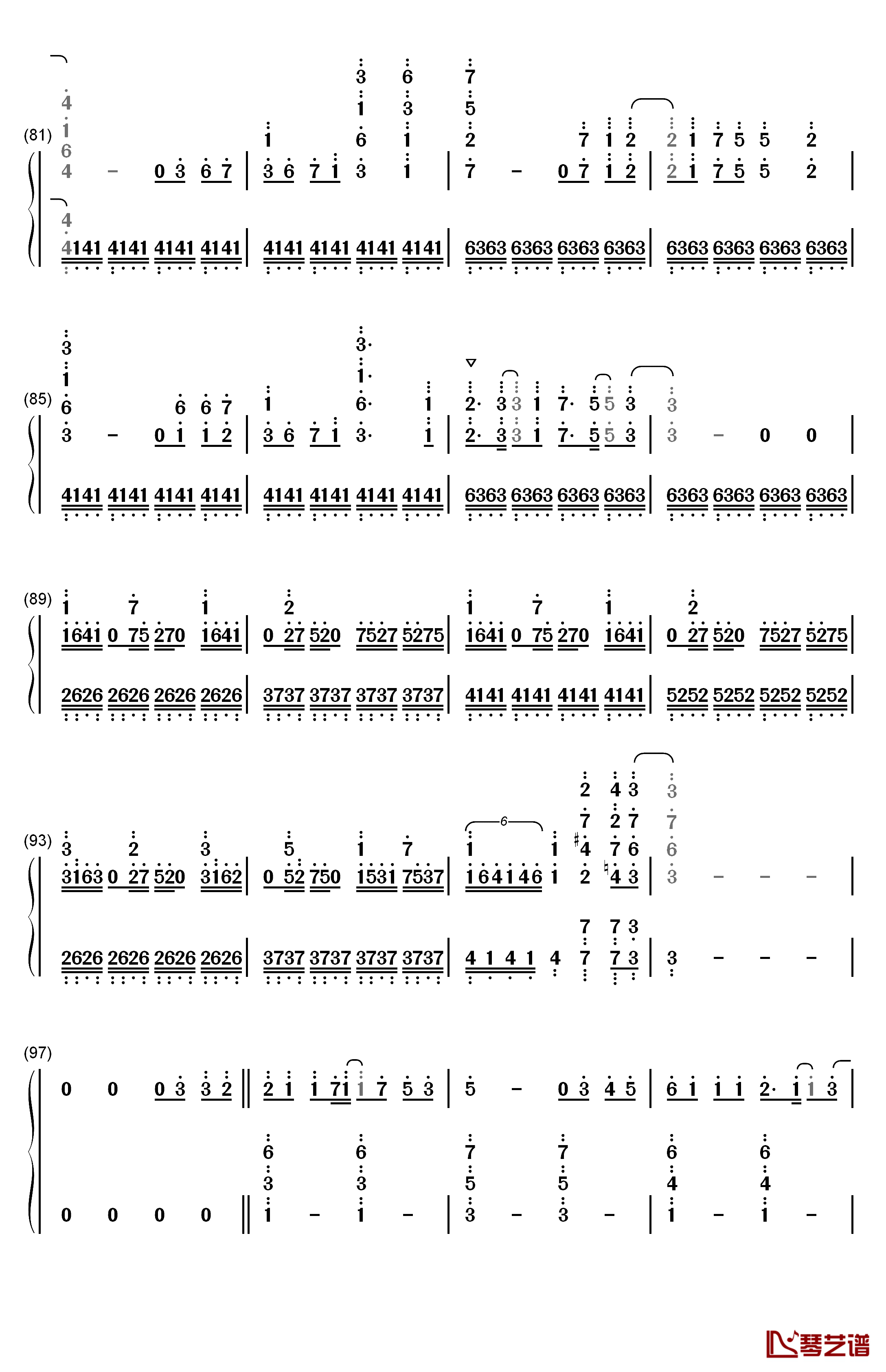 深爱钢琴简谱-数字双手-水树奈奈5