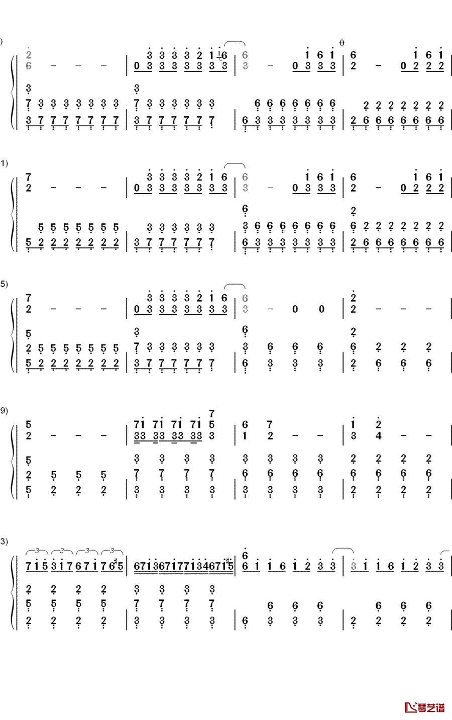 黑暗骑士钢琴简谱-数字双手-林俊杰6