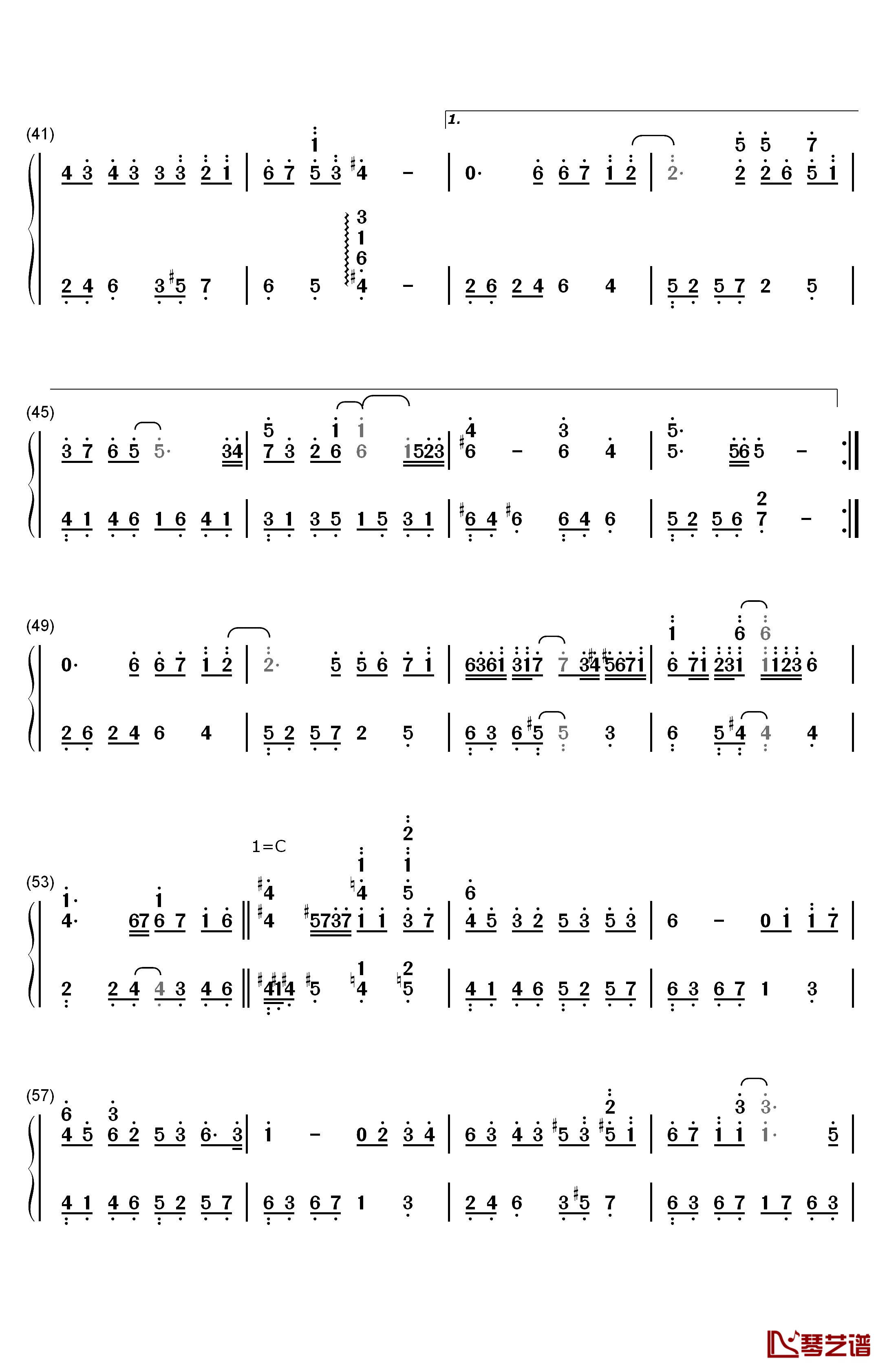 612星球钢琴简谱-数字双手-S.H.E3