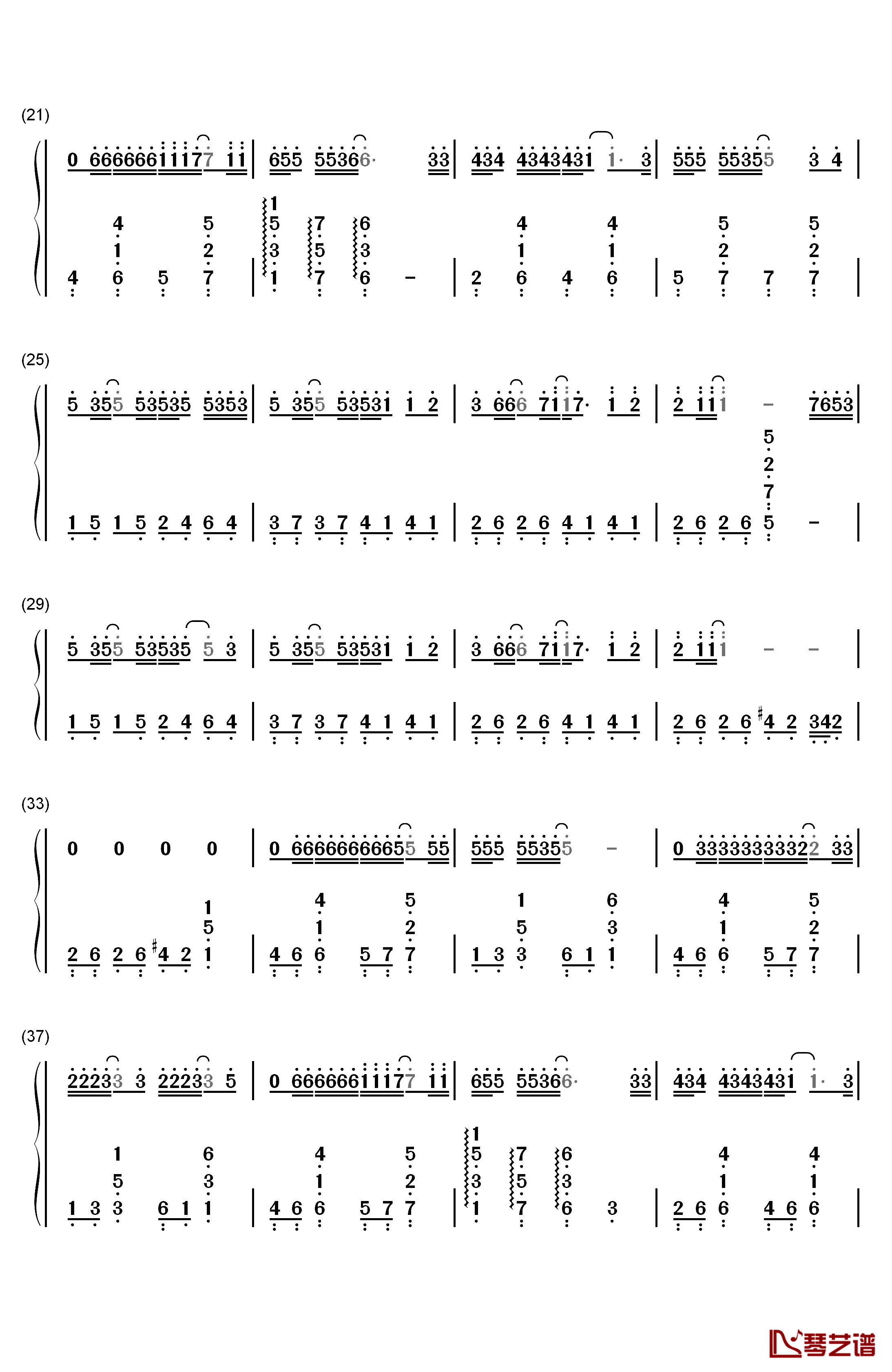 最佳损友钢琴简谱-数字双手-陈奕迅2