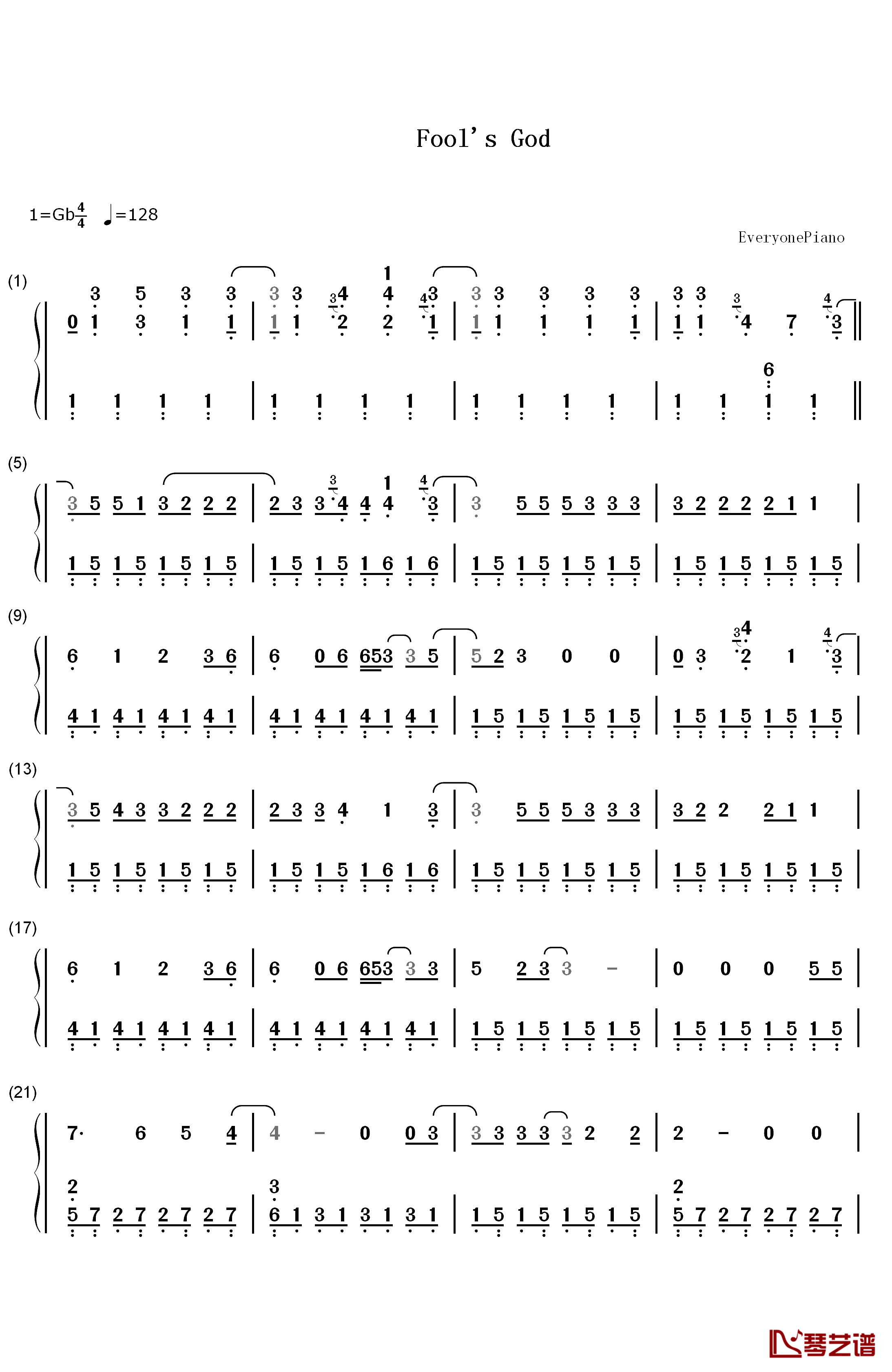 Fool's Gold钢琴简谱-数字双手-One Direction1