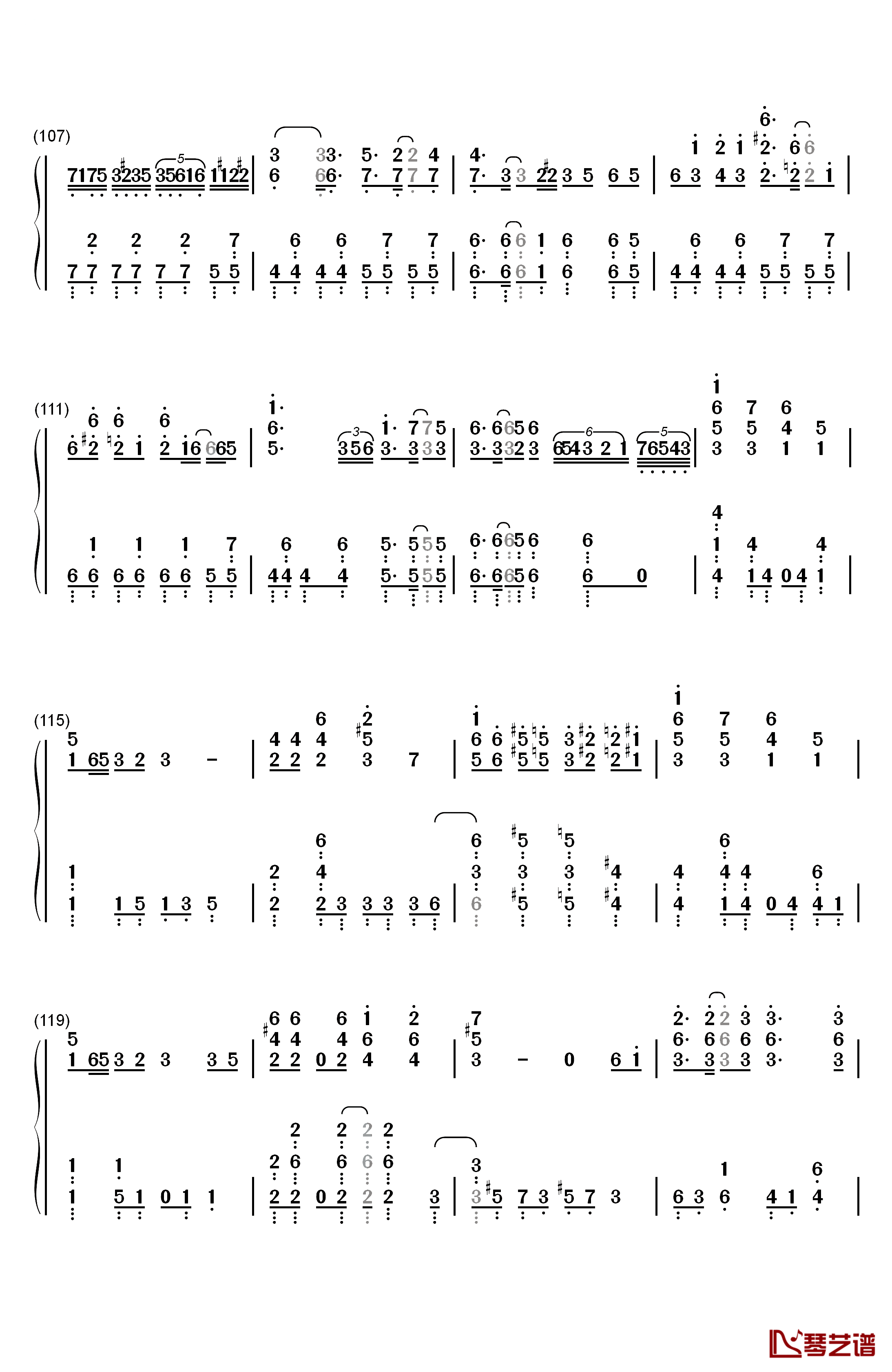 千本樱钢琴简谱-数字双手-初音未来7