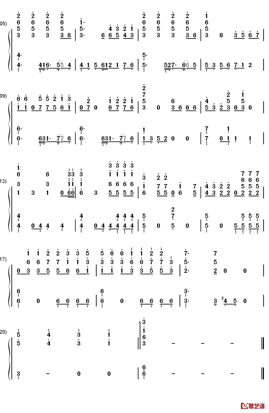 Moonlight钢琴简谱-数字双手-EXO7
