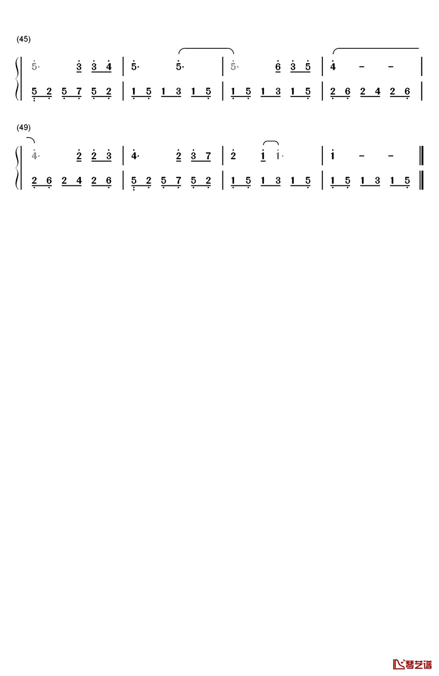 小村之恋钢琴简谱-数字双手-邓丽君3