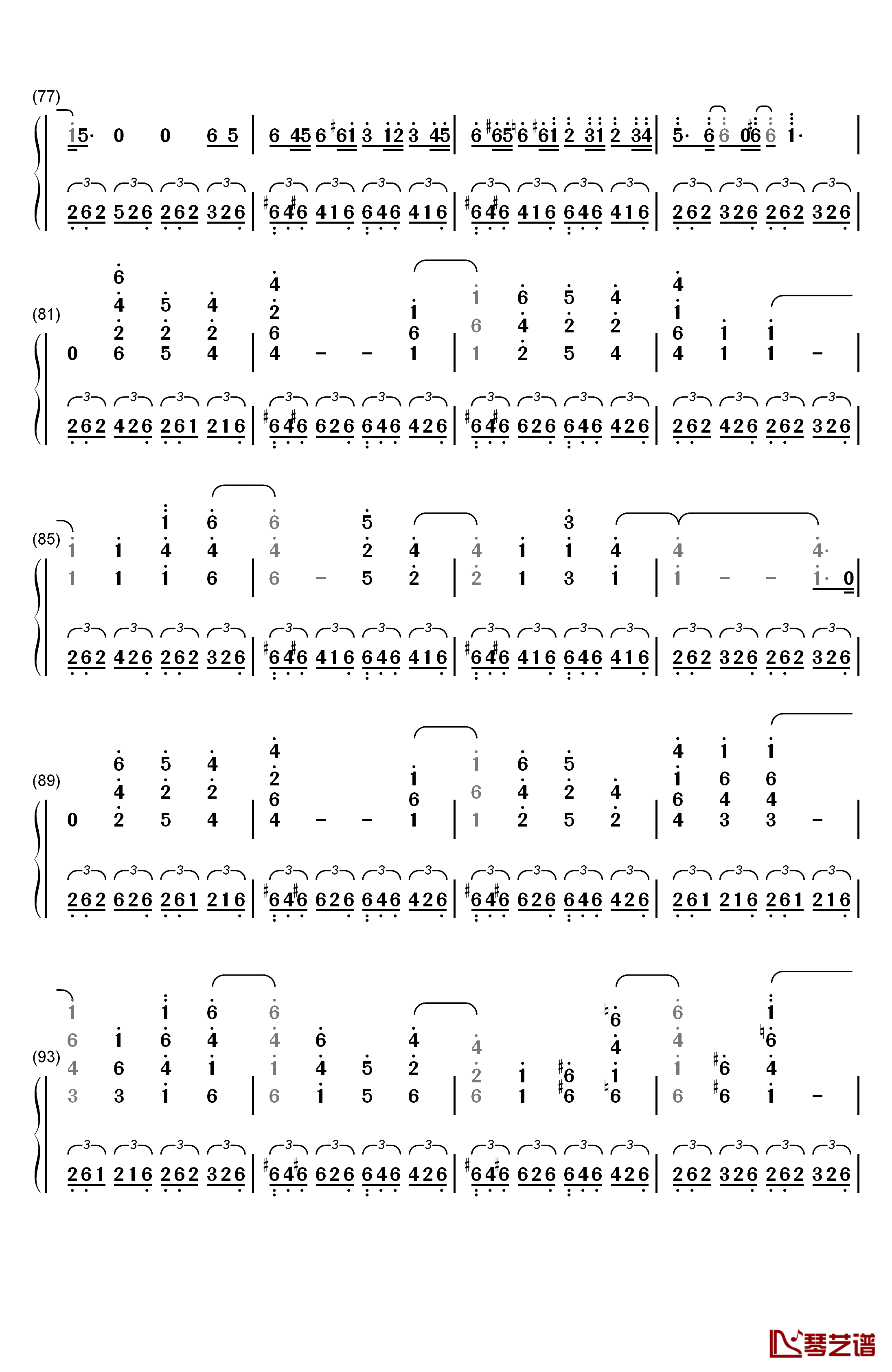 White with You钢琴简谱-数字双手-折户伸治5
