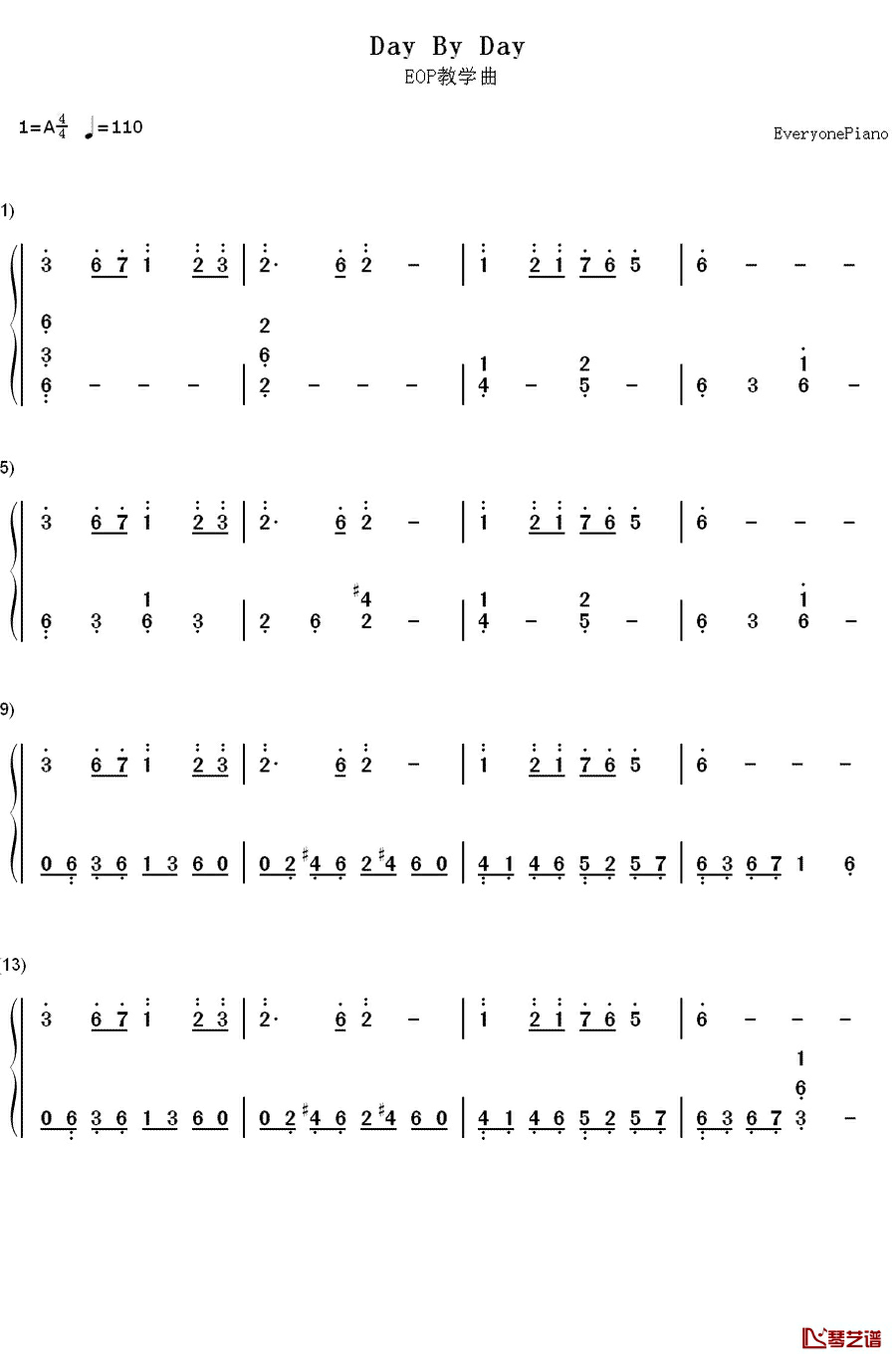 DAY BY DAY钢琴简谱-数字双手-T-ara1