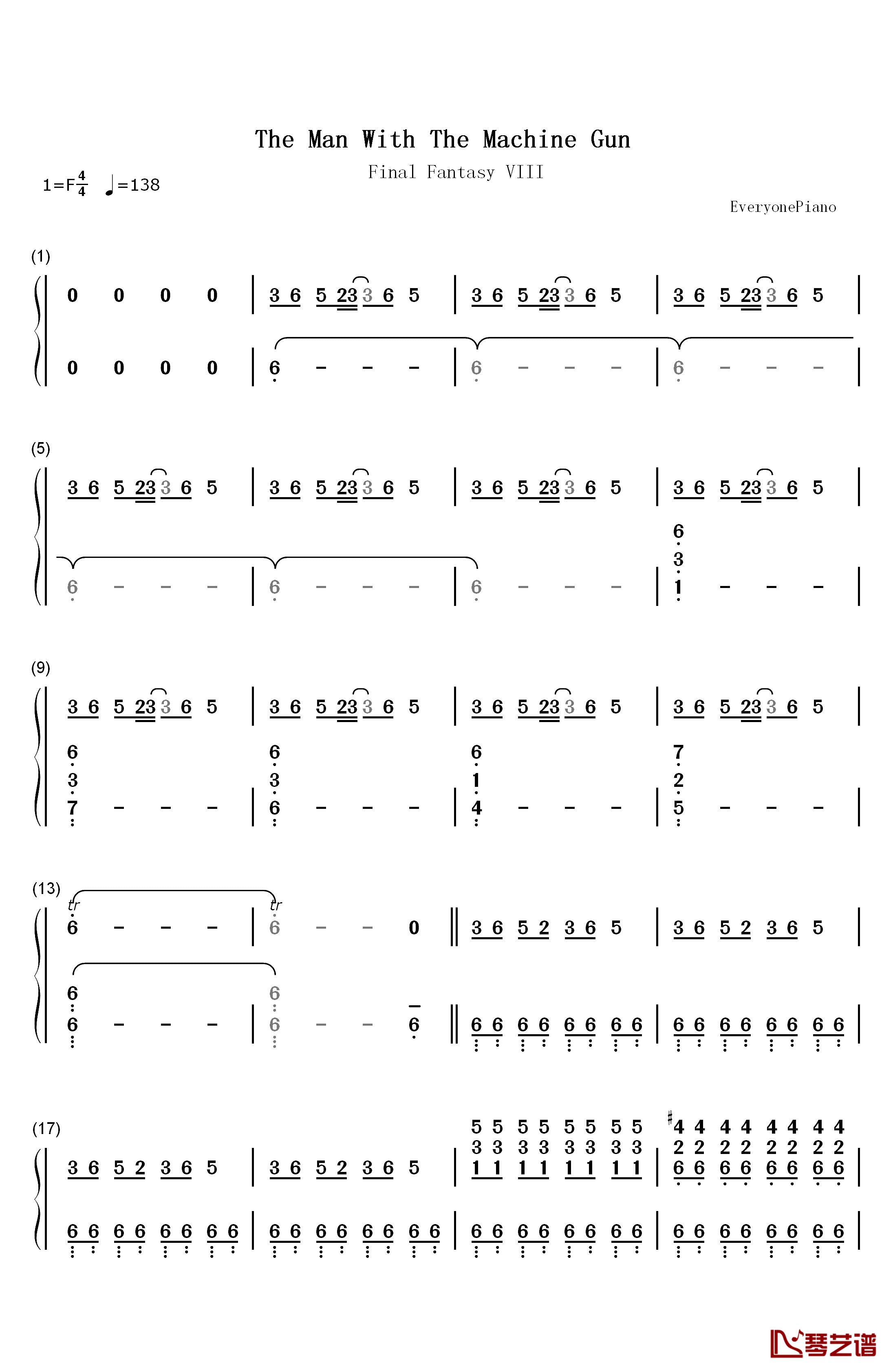 The Man With The Machine Gun钢琴简谱-数字双手-植松伸夫1