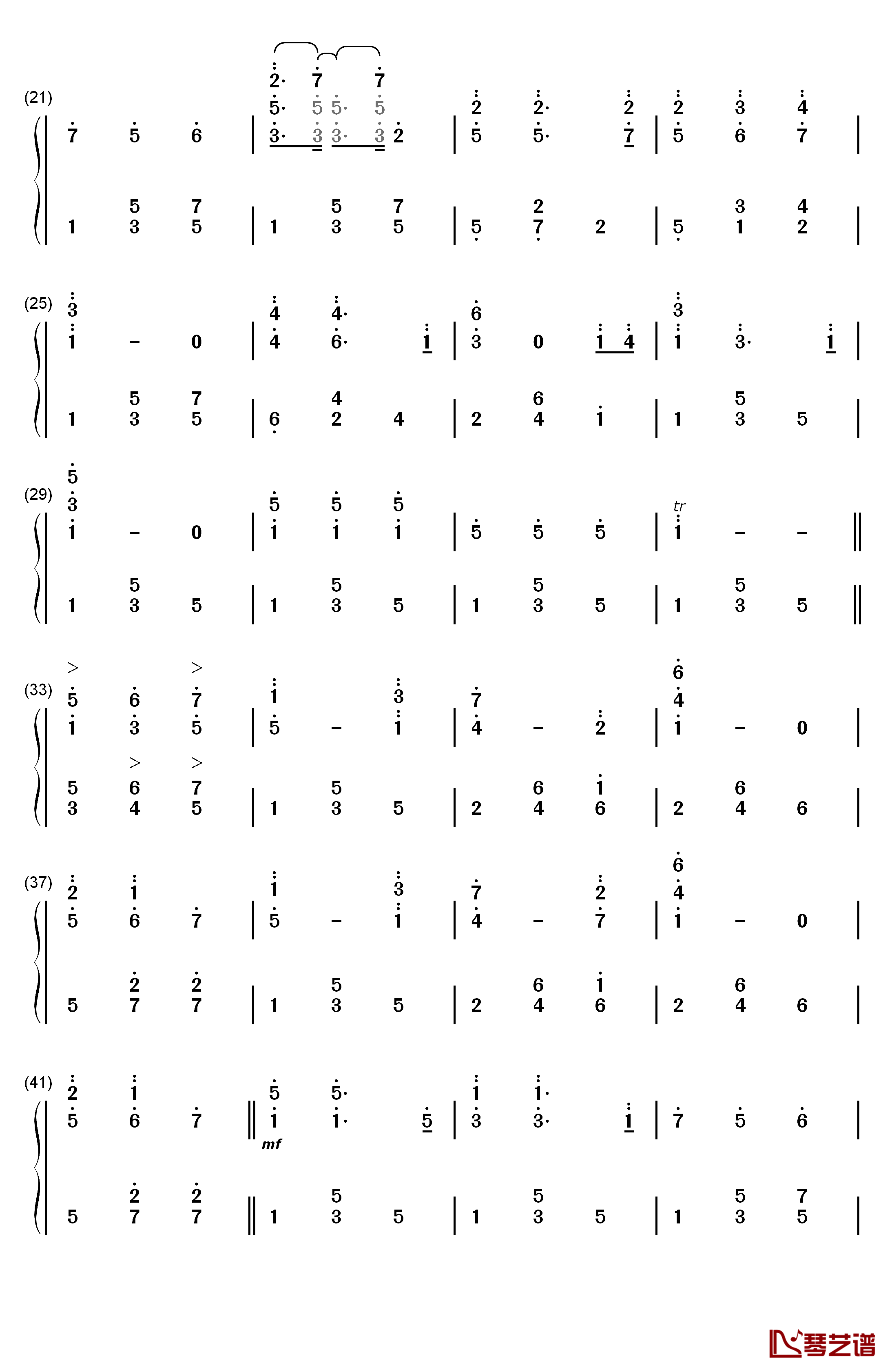 夏日华尔兹钢琴简谱-数字双手-班得瑞2