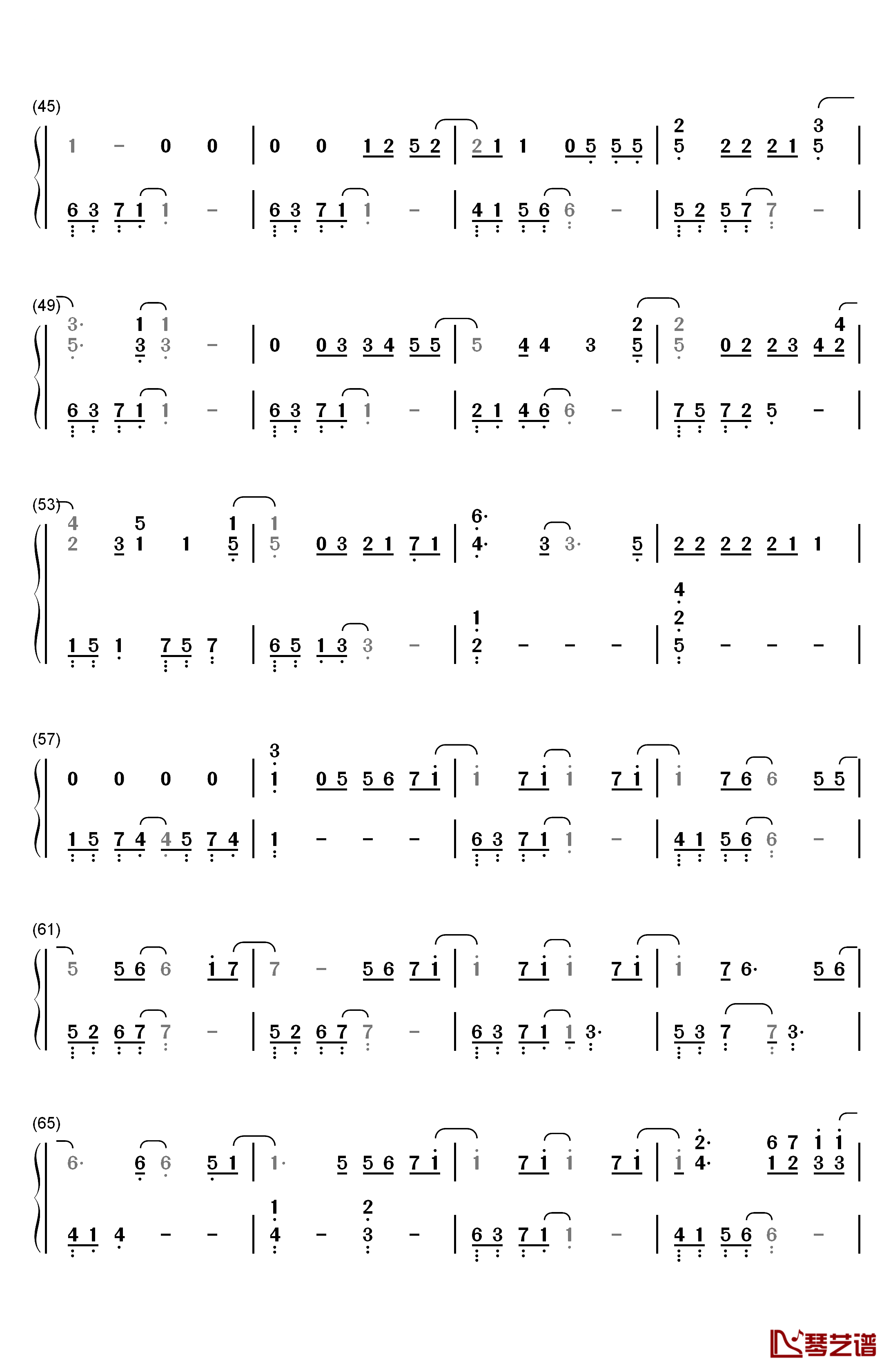 十二月的奇迹钢琴简谱-数字双手-EXO3