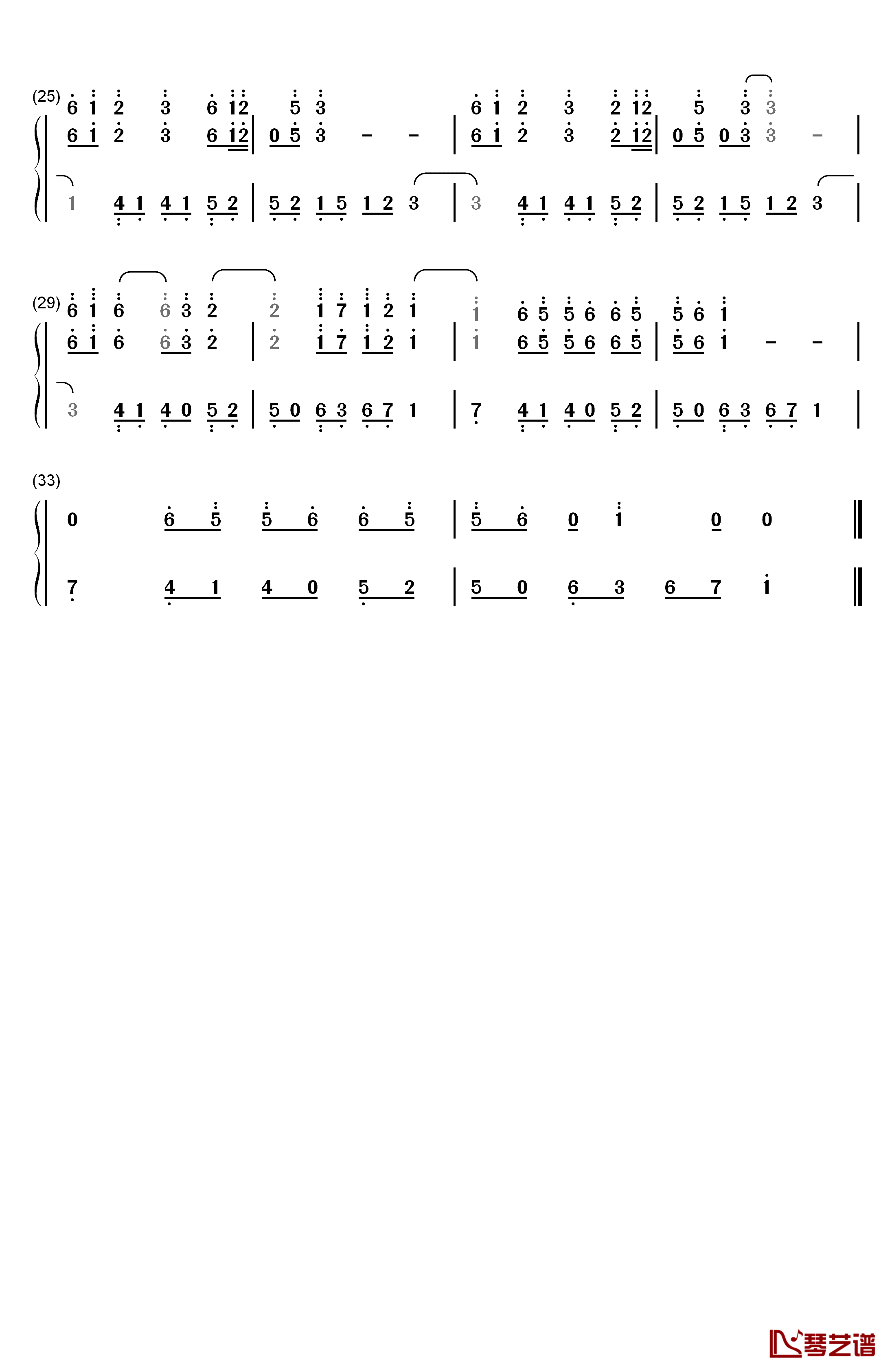 爱殇钢琴简谱-数字双手-小时2