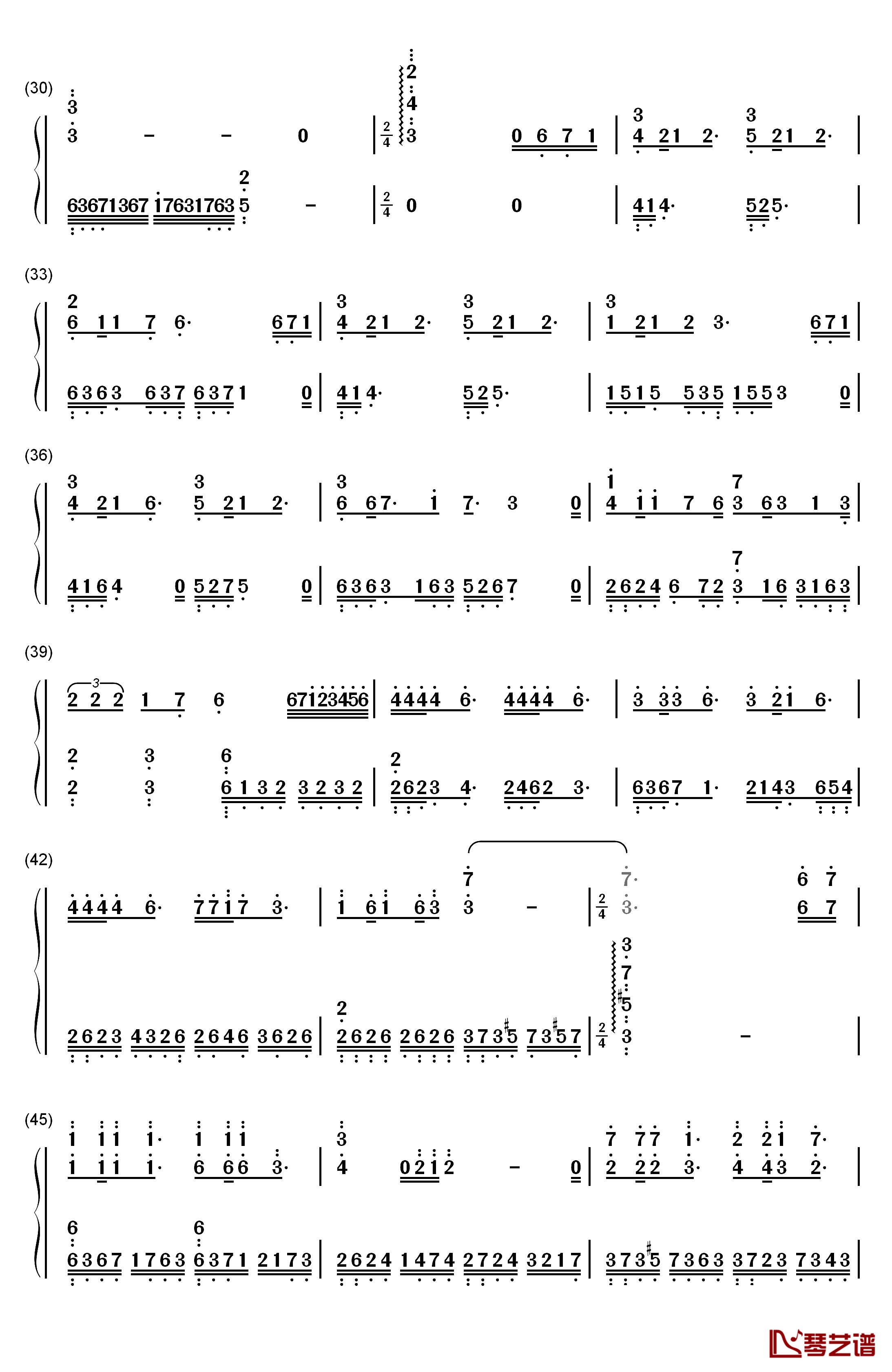 何以爱情钢琴简谱-数字双手-钟汉良3