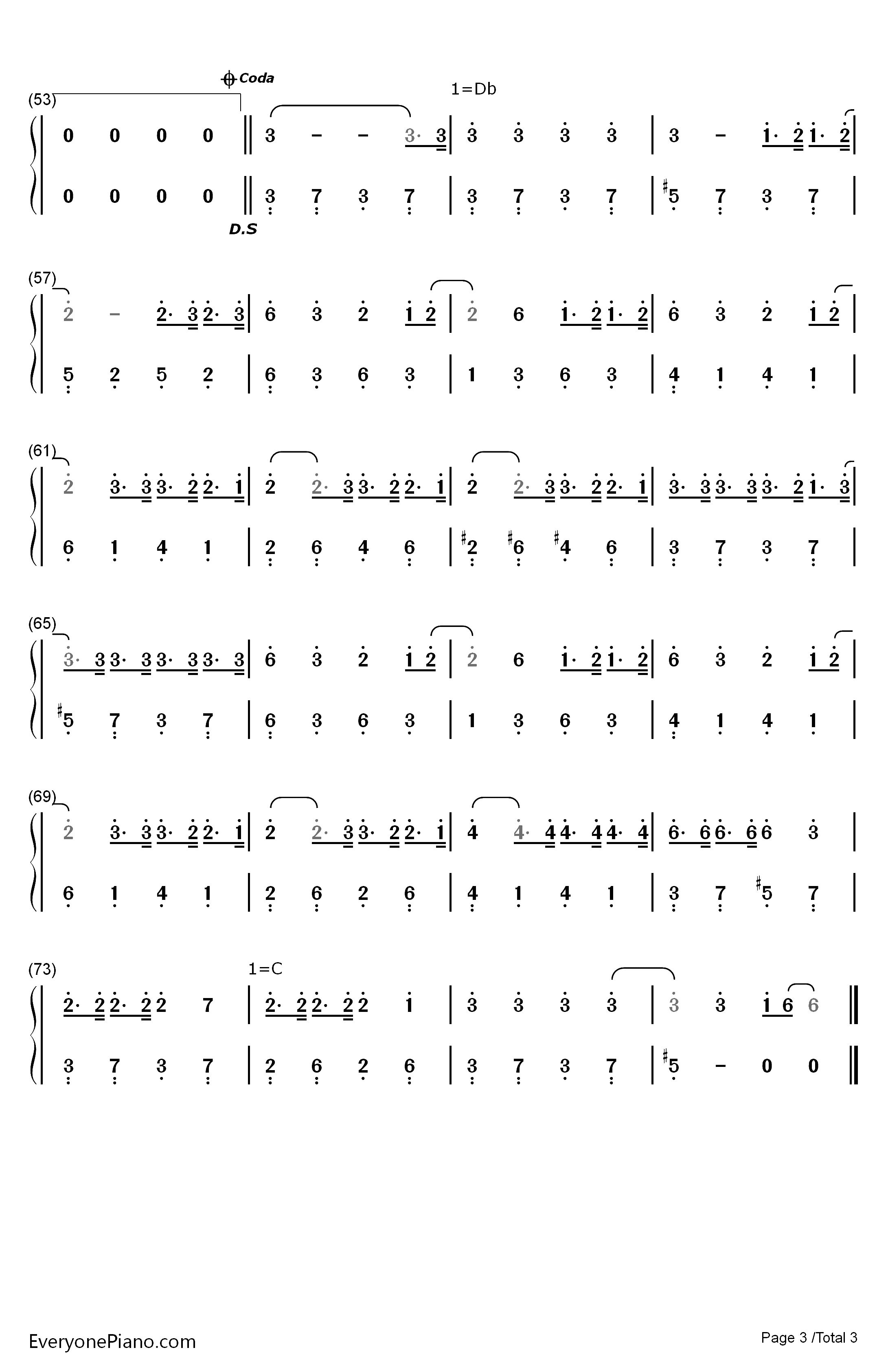 慢半拍钢琴简谱-数字双手-薛之谦3