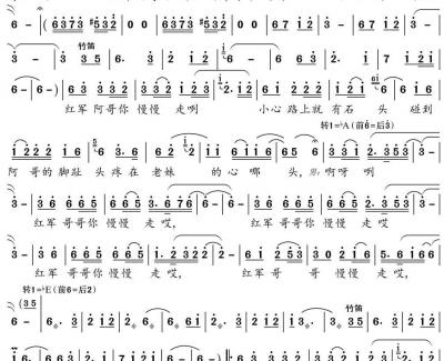 红军阿哥慢慢走简谱(歌词)-张云馨演唱-谱友博士168上传