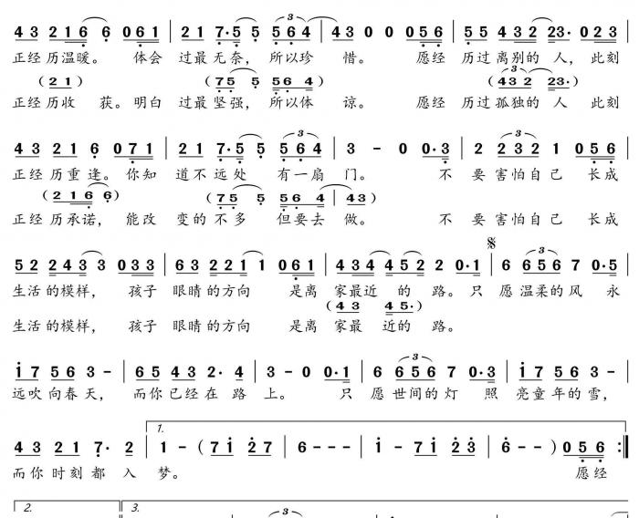 离家最近的路简谱(歌词)-群星演唱-谱友蒹葭采采上传