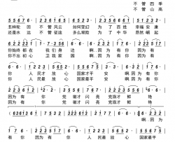 因为有你简谱-杨玉蓉演唱-郑祖禄词曲