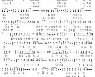 飞得更高简谱 汪峰演唱