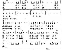 不哭，小孩简谱-献给5.12汶川大地震后的孤儿