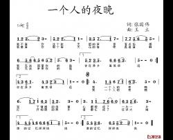 一个人的夜晚简谱-张国伟词/王立曲