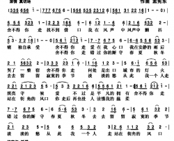 舍不得你走简谱-张淑静演唱-唐云燕/孟宪东词曲
